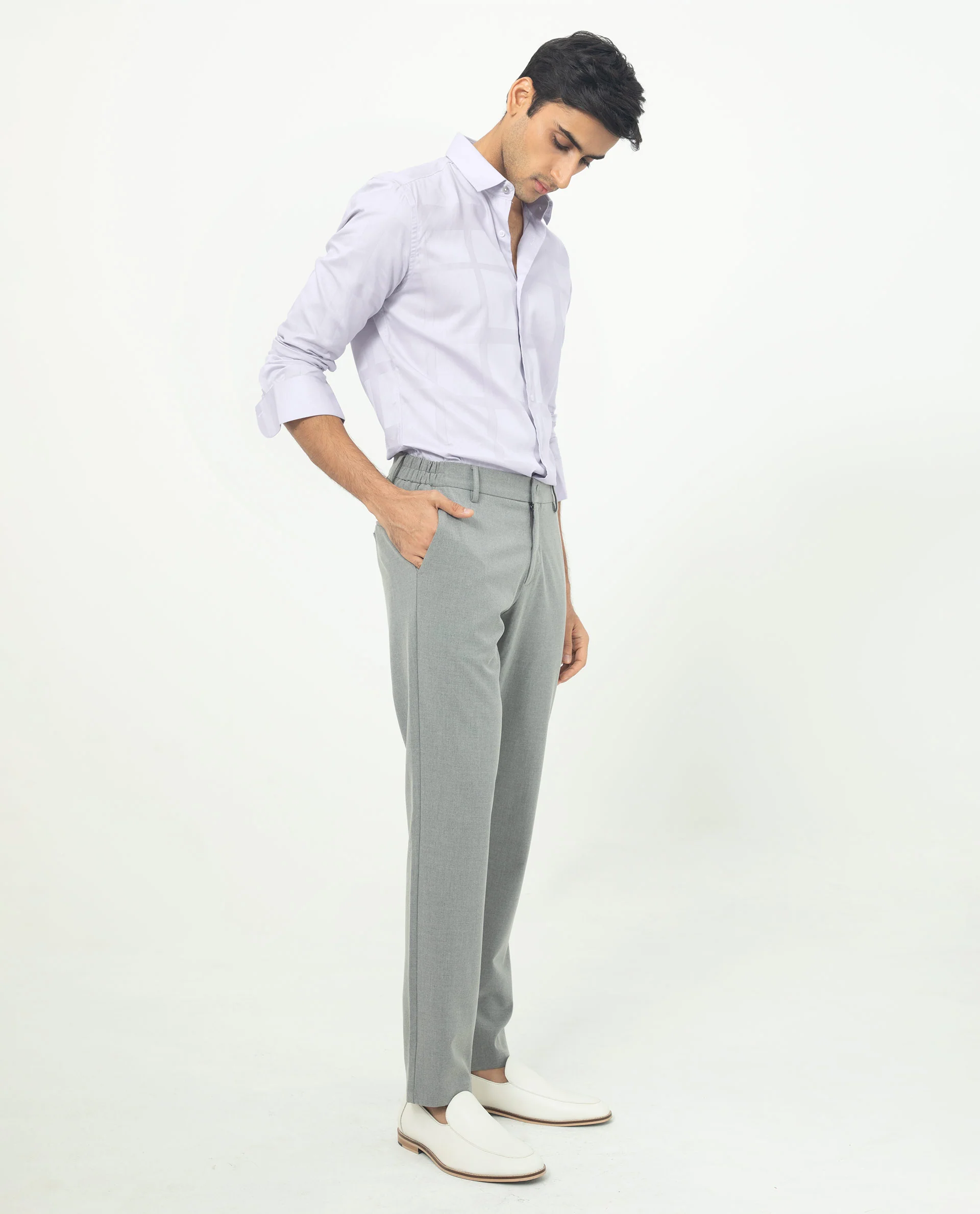 Rare Rabbit Men's Boxlines Pastel Purple Cotton Checked Print Regular Fit Full Sleeve Collared Shirt - Image 8