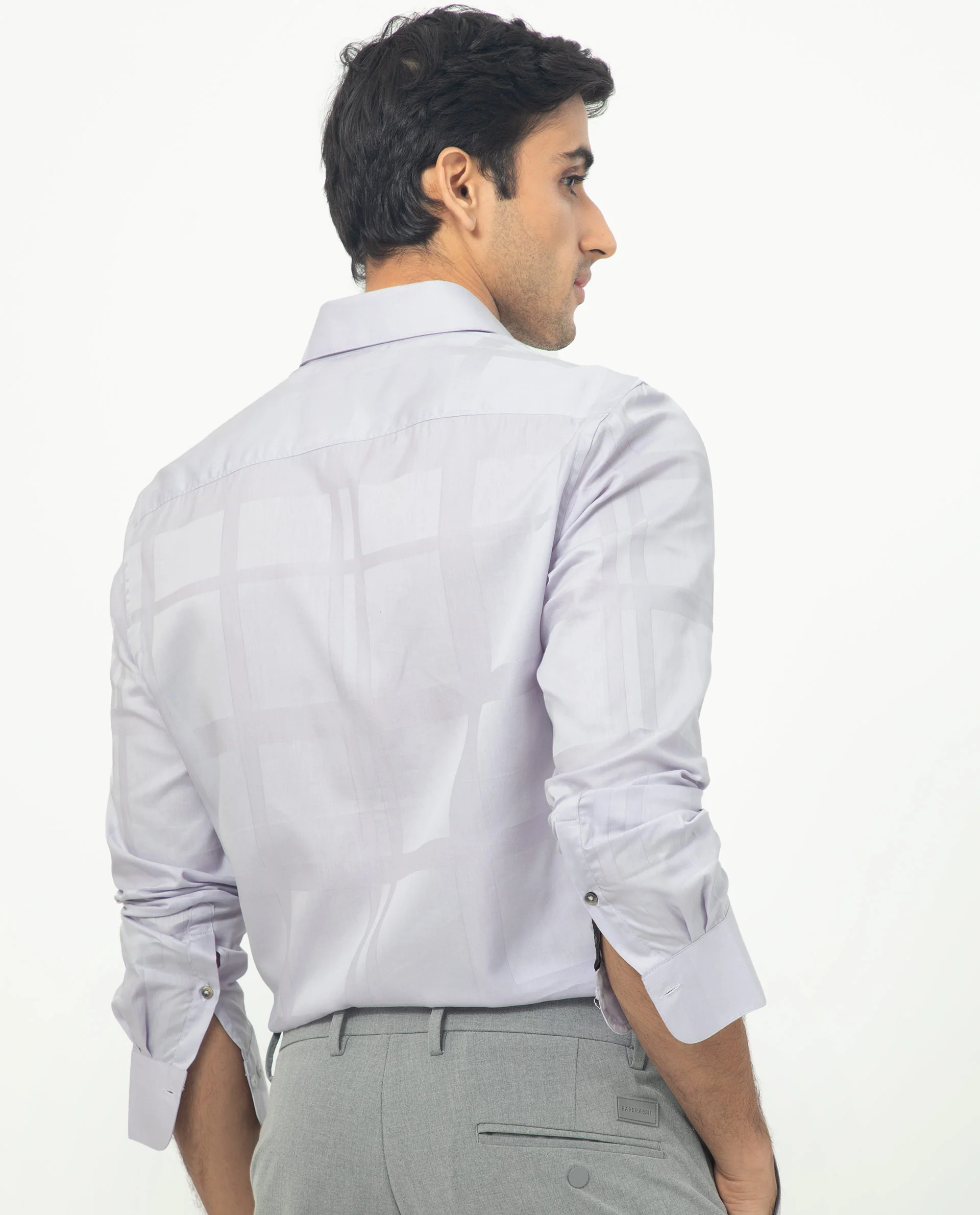 Rare Rabbit Men's Boxlines Pastel Purple Cotton Checked Print Regular Fit Full Sleeve Collared Shirt - Image 9