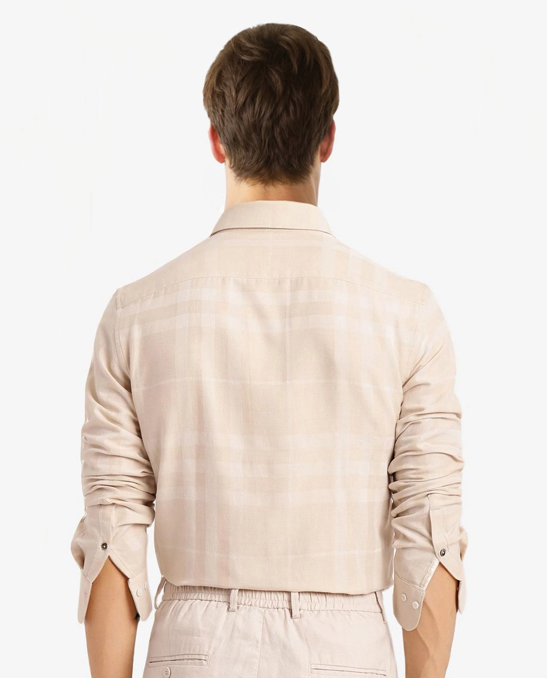 Rare Rabbit Men's Boxlo Beige Cotton Checked Print Regular Fit Full Sleeve Collared Shirt - Image 5
