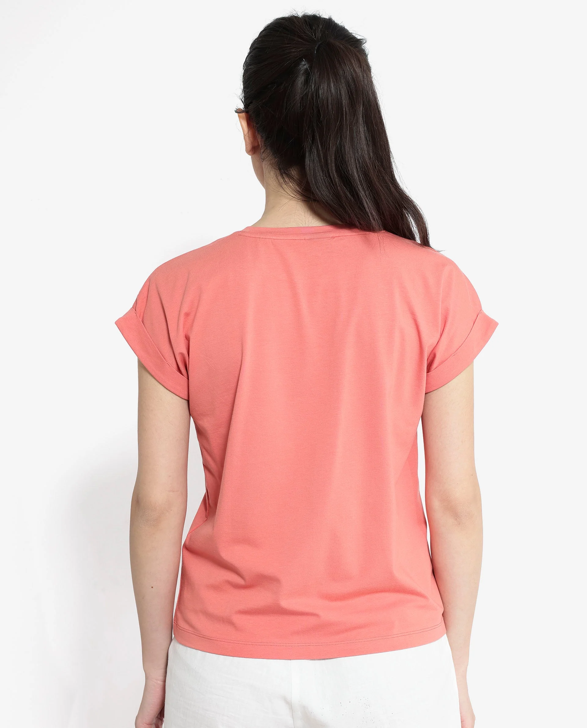 Rareism Women's Brahe Light Orange Cotton Crew Neck Graphic Print Boxy Fit T-Shirt - Image 3