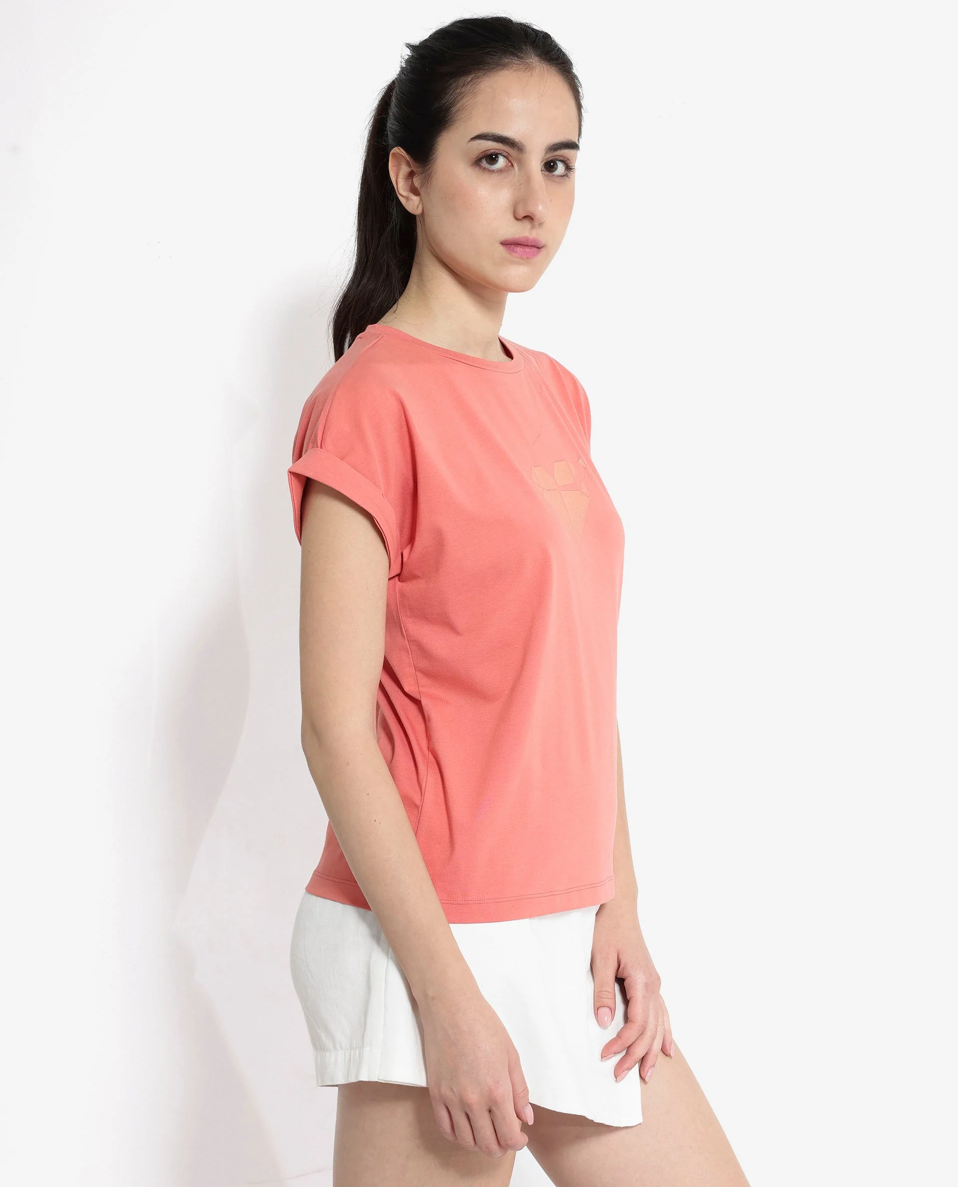 Rareism Women's Brahe Light Orange Cotton Crew Neck Graphic Print Boxy Fit T-Shirt - Image 5