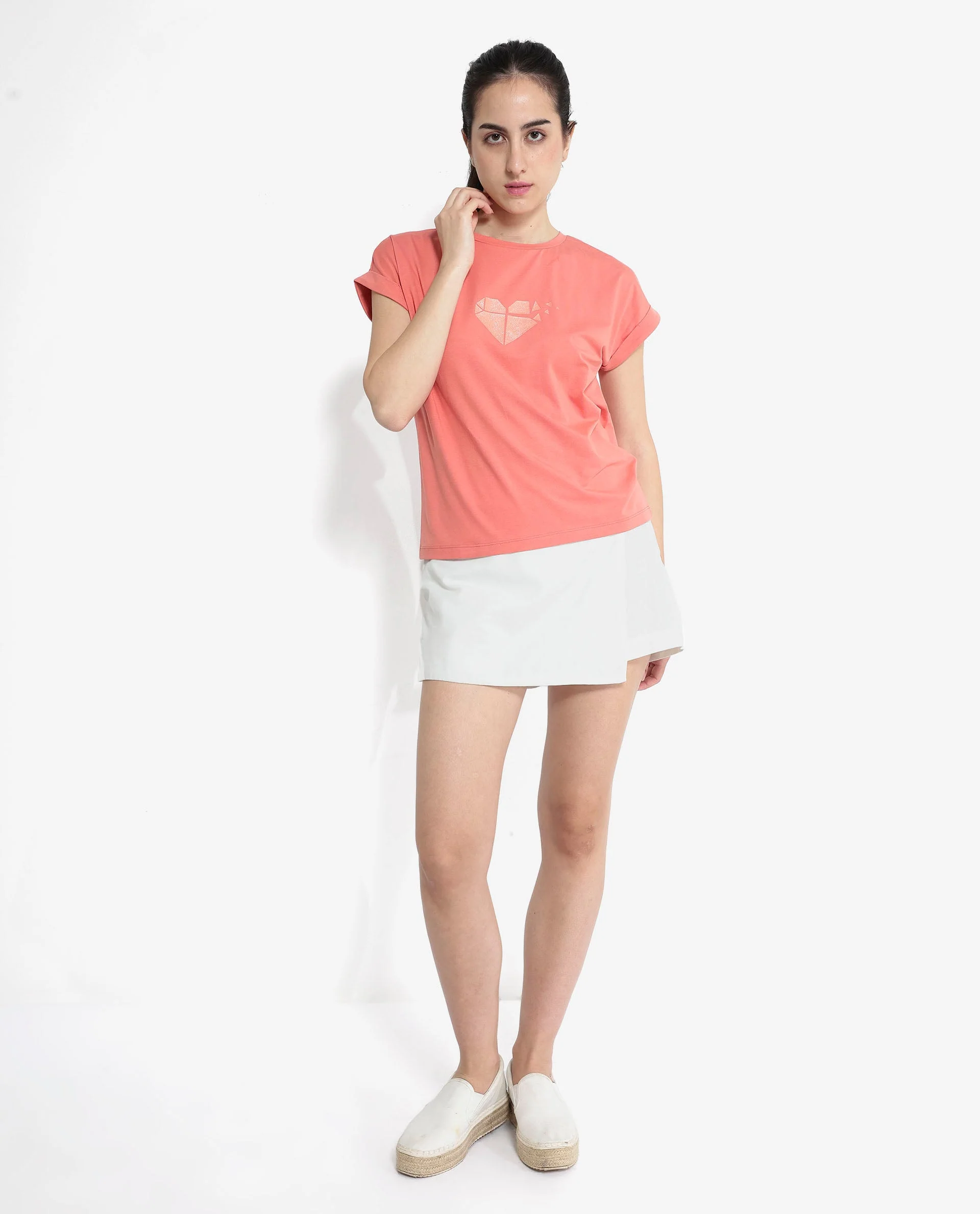 Rareism Women's Brahe Light Orange Cotton Crew Neck Graphic Print Boxy Fit T-Shirt - Image 8