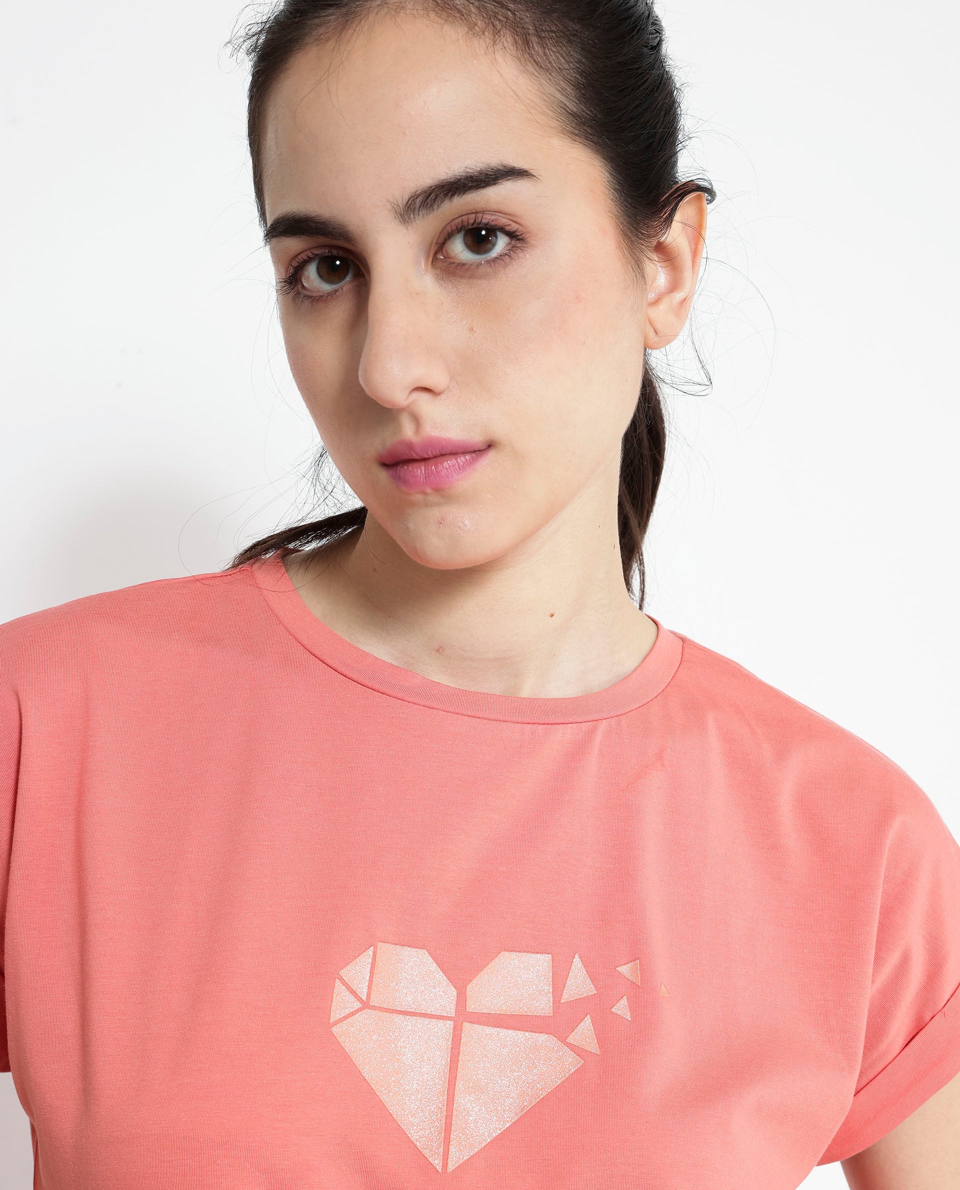 Rareism Women's Brahe Light Orange Cotton Crew Neck Graphic Print Boxy Fit T-Shirt - Image 9