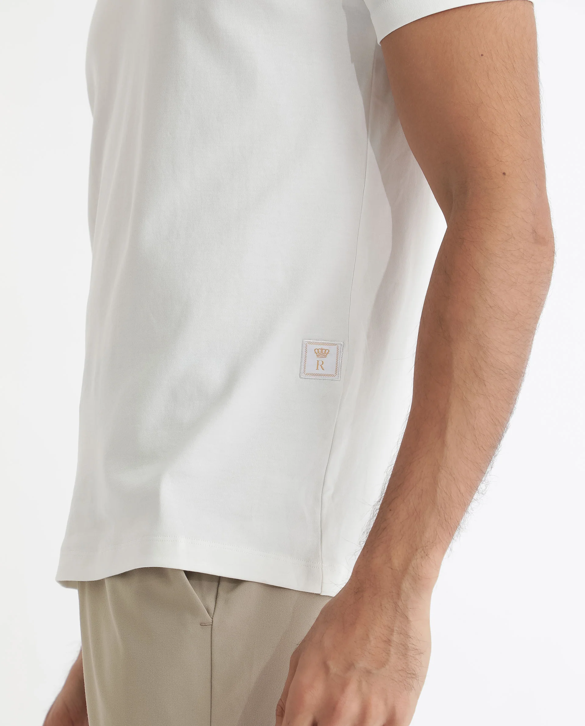 Rare Rabbit Men's Braidey White Cotton Plain Regular Fit Half Sleeve Polo - Image 5