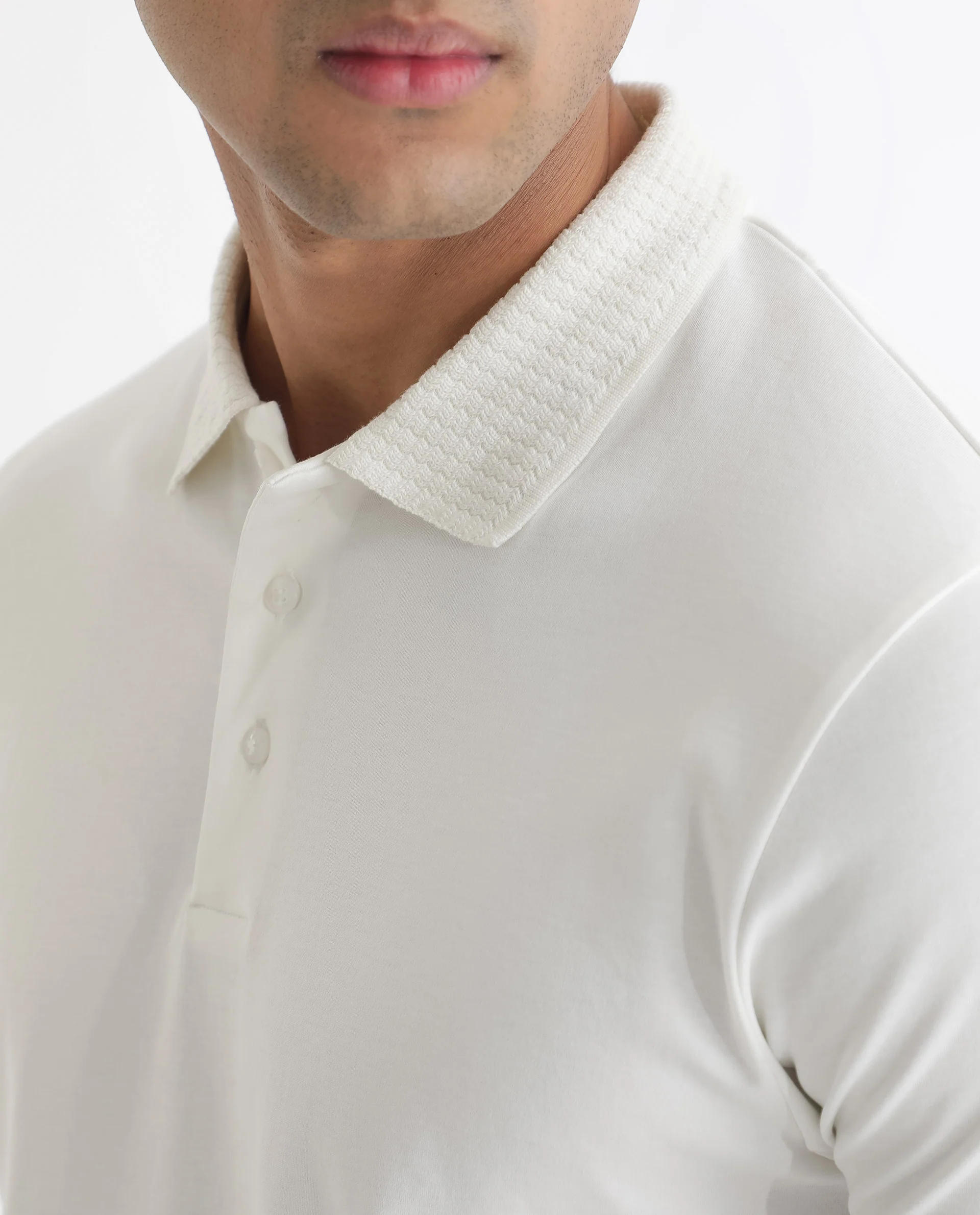 Rare Rabbit Men's Braidey White Cotton Plain Regular Fit Half Sleeve Polo - Image 7