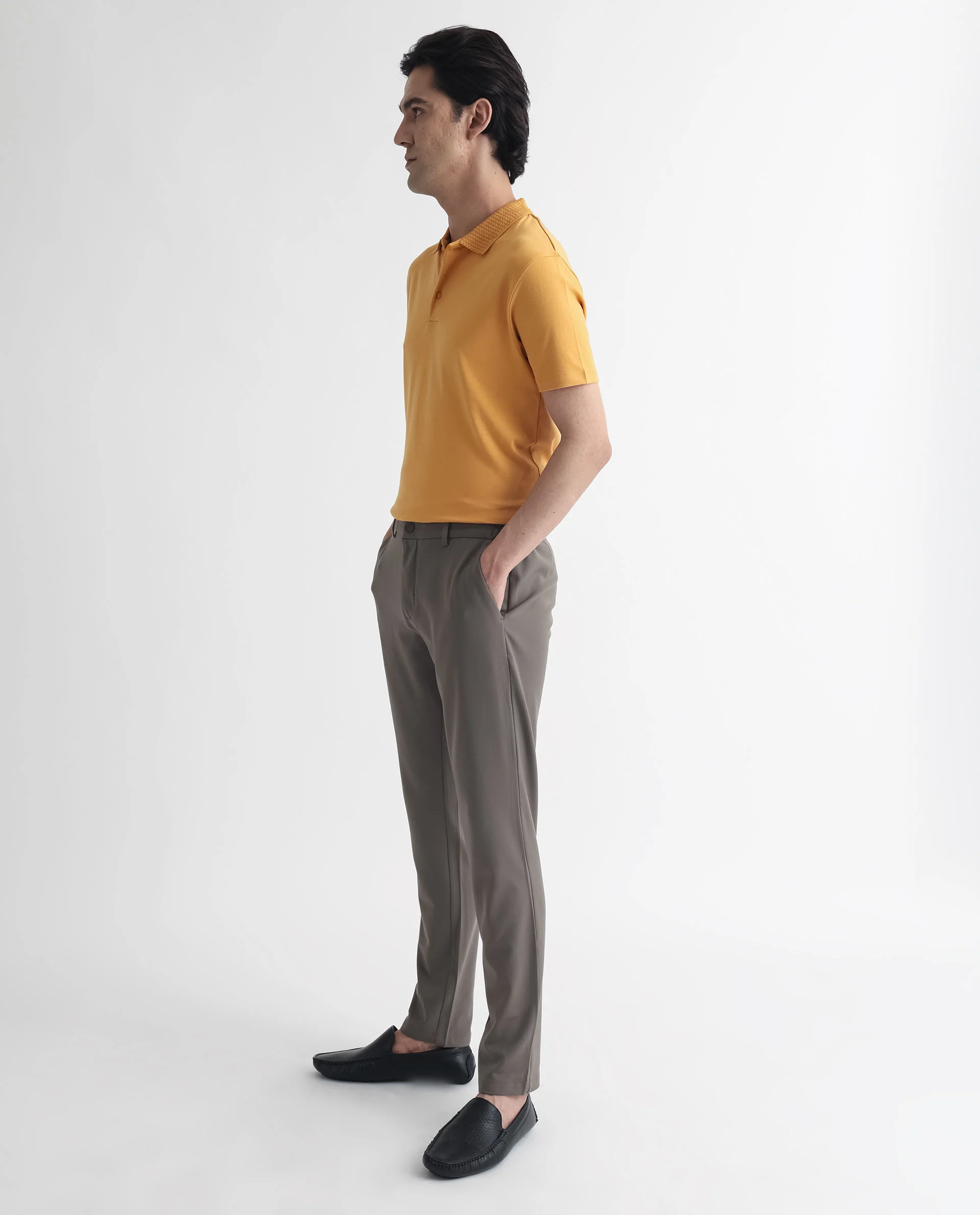 Rare Rabbit Men's Braidey Yellow Cotton Plain Regular Fit Half Sleeve Polo - Image 7