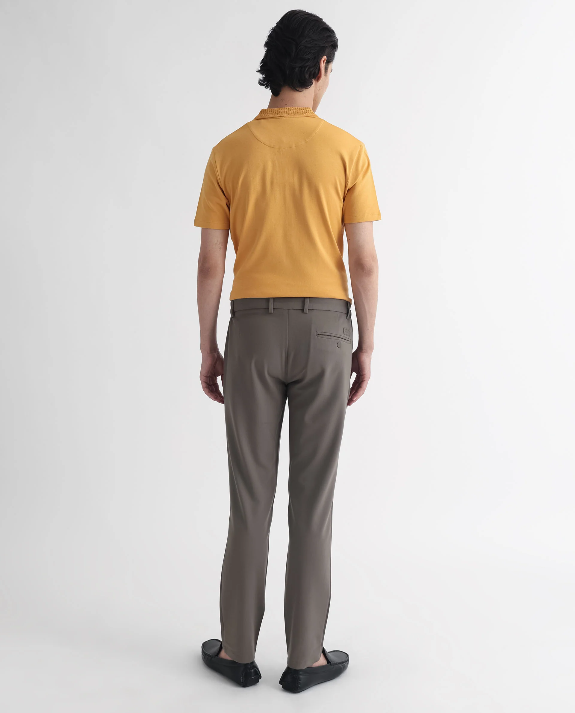 Rare Rabbit Men's Braidey Yellow Cotton Plain Regular Fit Half Sleeve Polo - Image 9