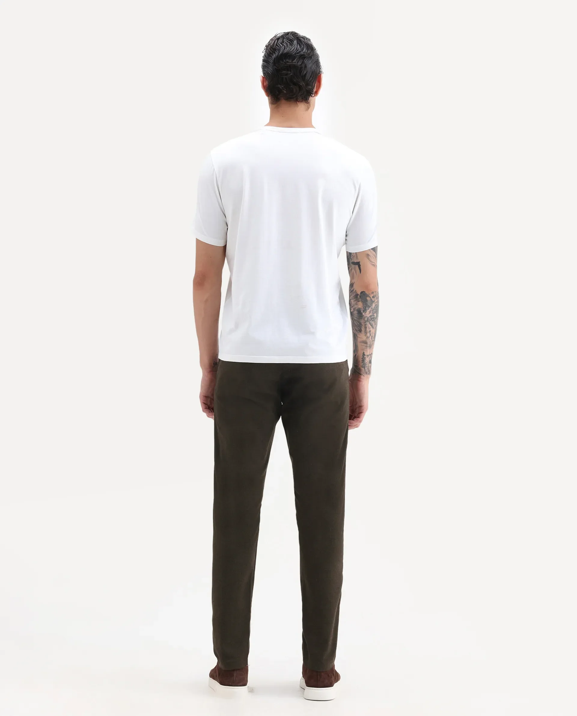 Rare Rabbit Men's Brando Brown Plain Regular Fit Trouser - Image 8