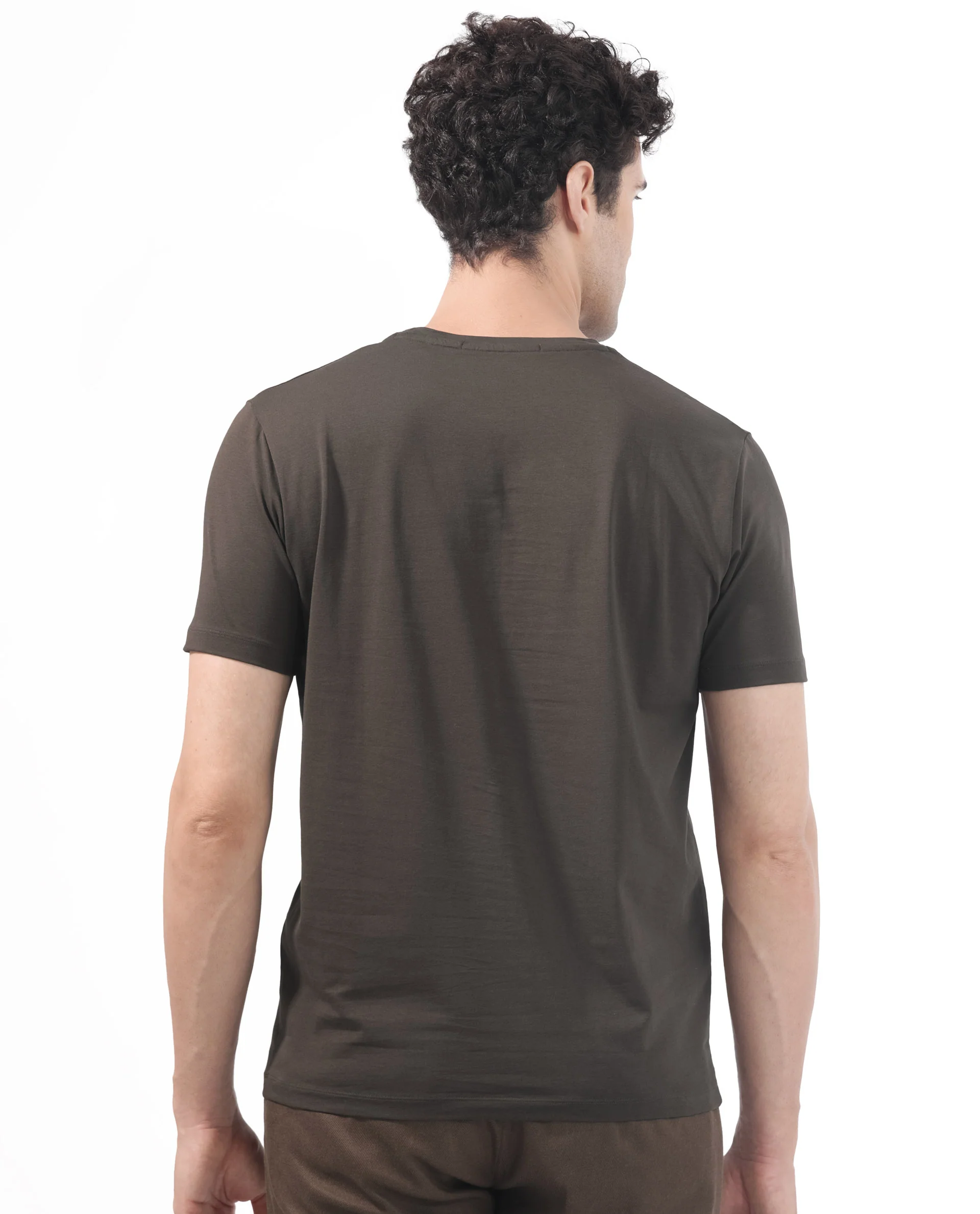 Rare Rabbit Men's Brandon Olive Cotton Blend Graphic Print Regular Fit Half Sleeve Crew Neck T-Shirt - Image 7