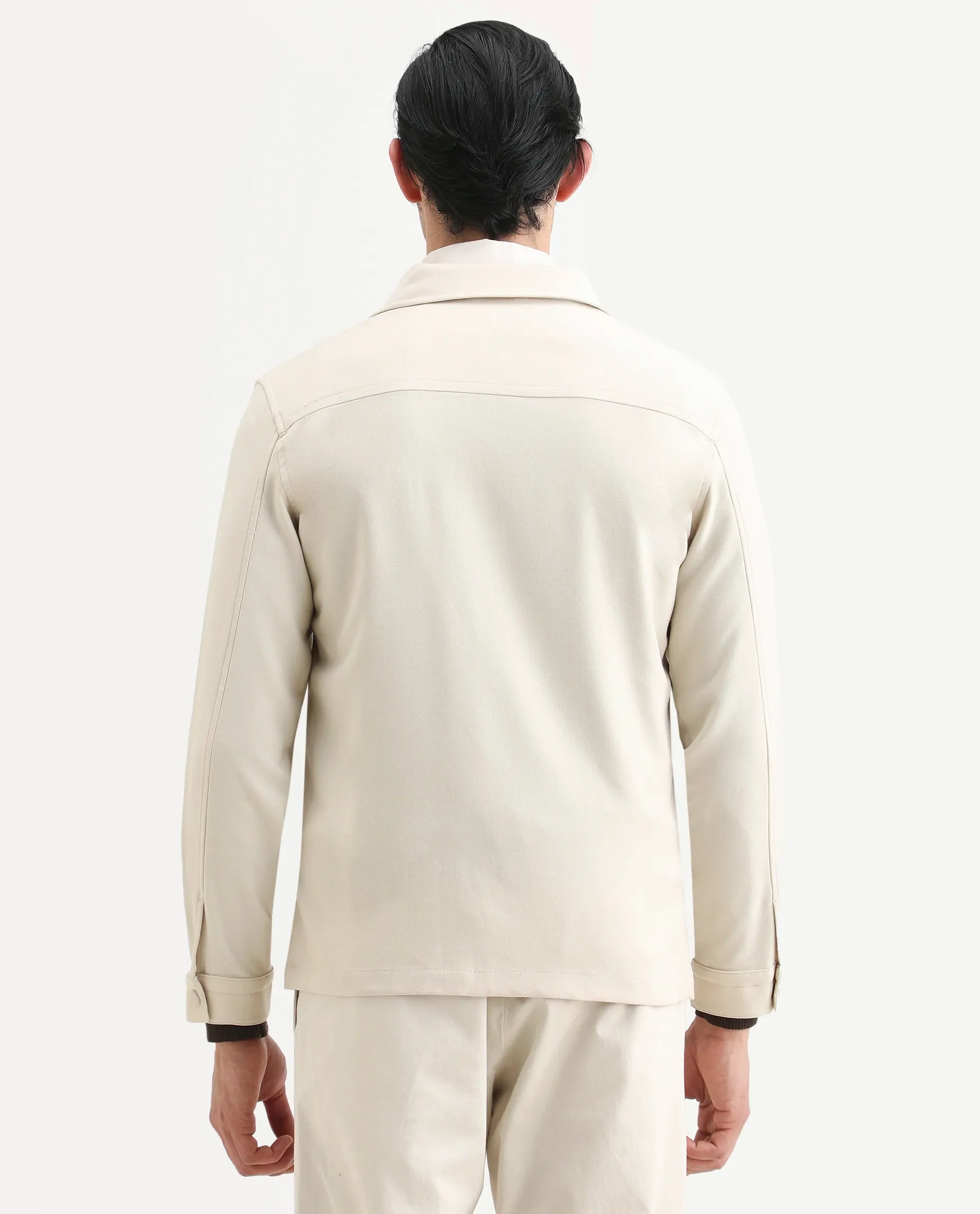 Rare Rabbit Men's Brant Off White Rayon Plain Relaxed Fit Full Sleeve Collared Shacket - Image 7