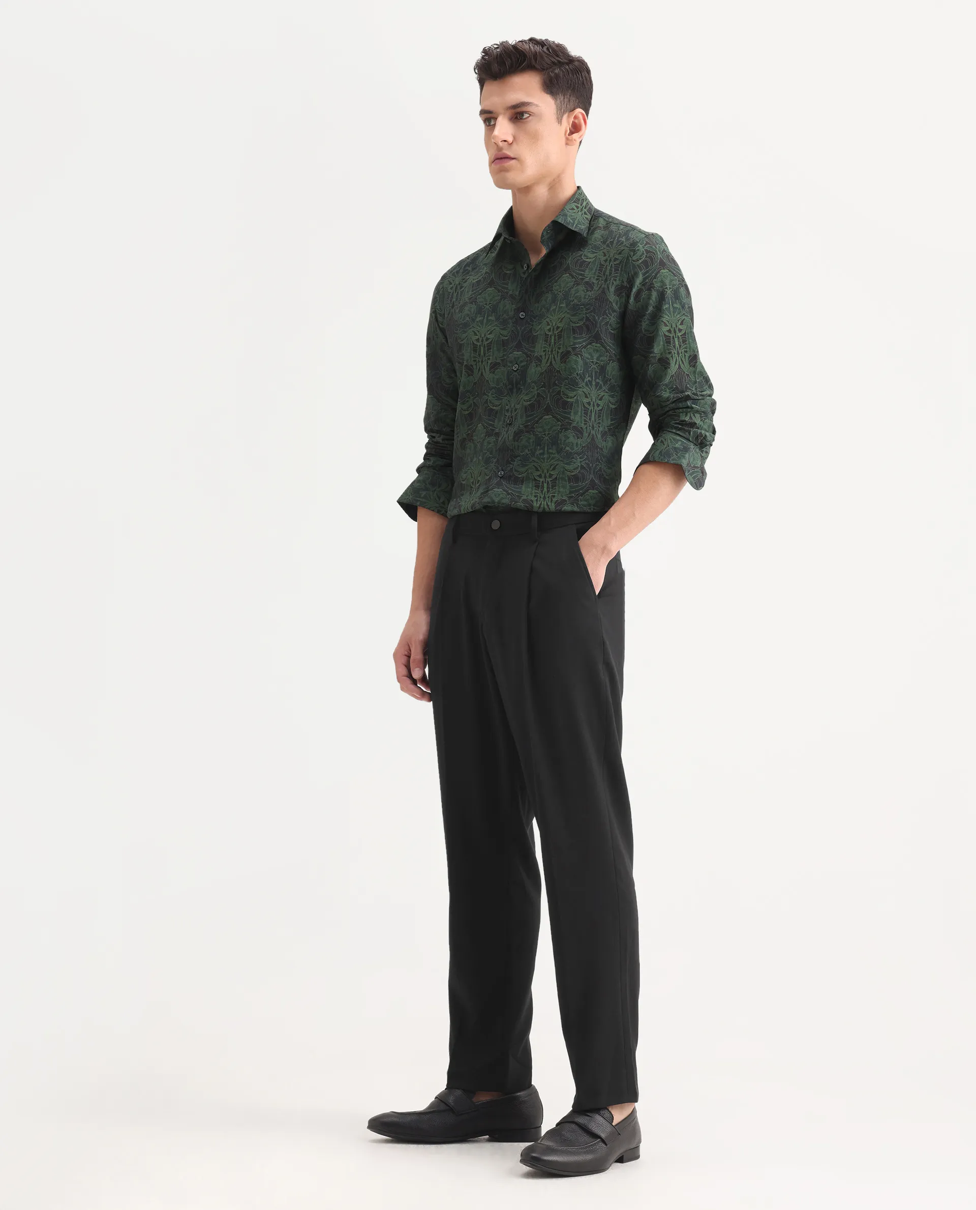 Rare Rabbit Men's Branter Black Polyester Plain Relaxed Fit Trouser - Image 5