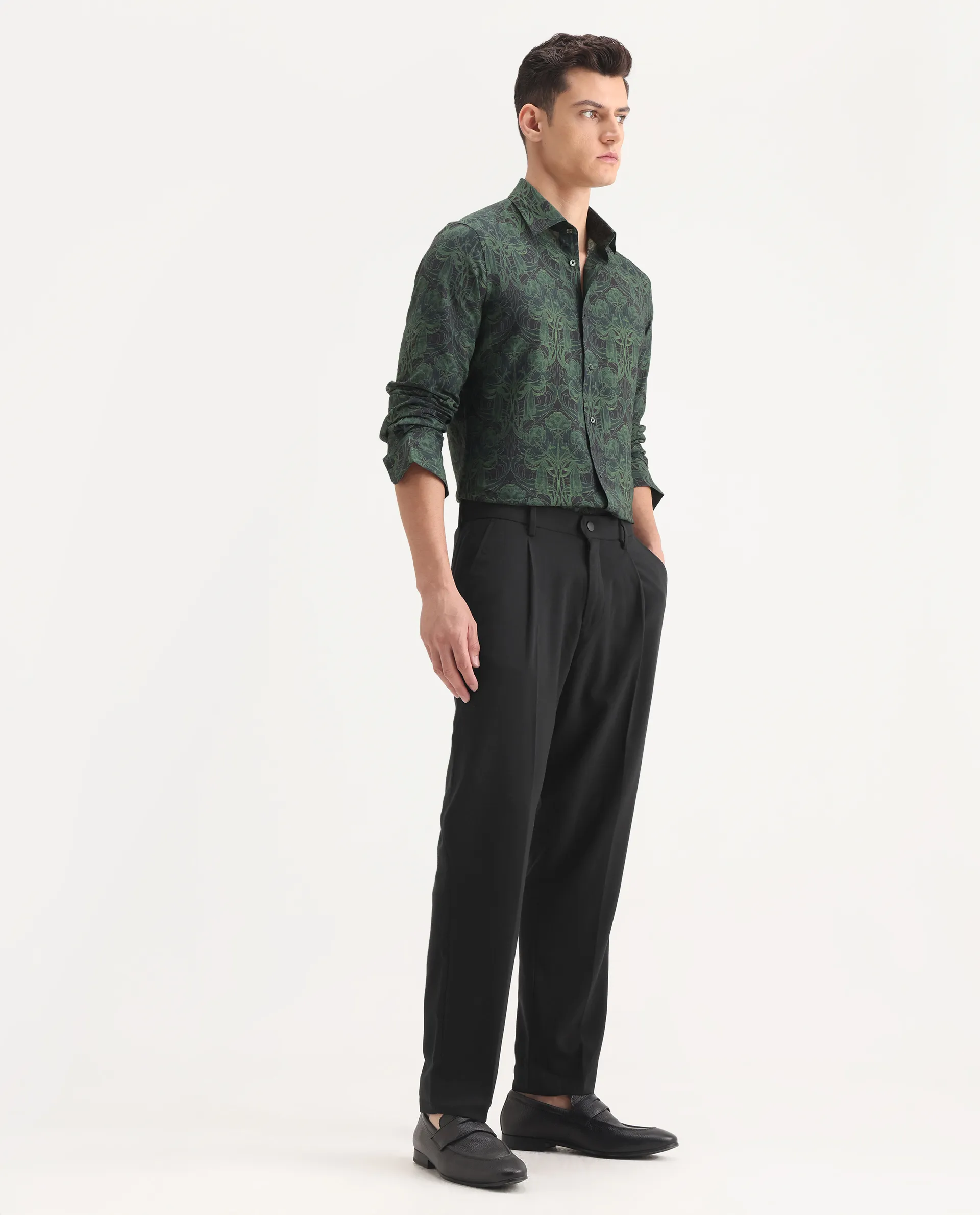Rare Rabbit Men's Branter Black Polyester Plain Relaxed Fit Trouser - Image 7