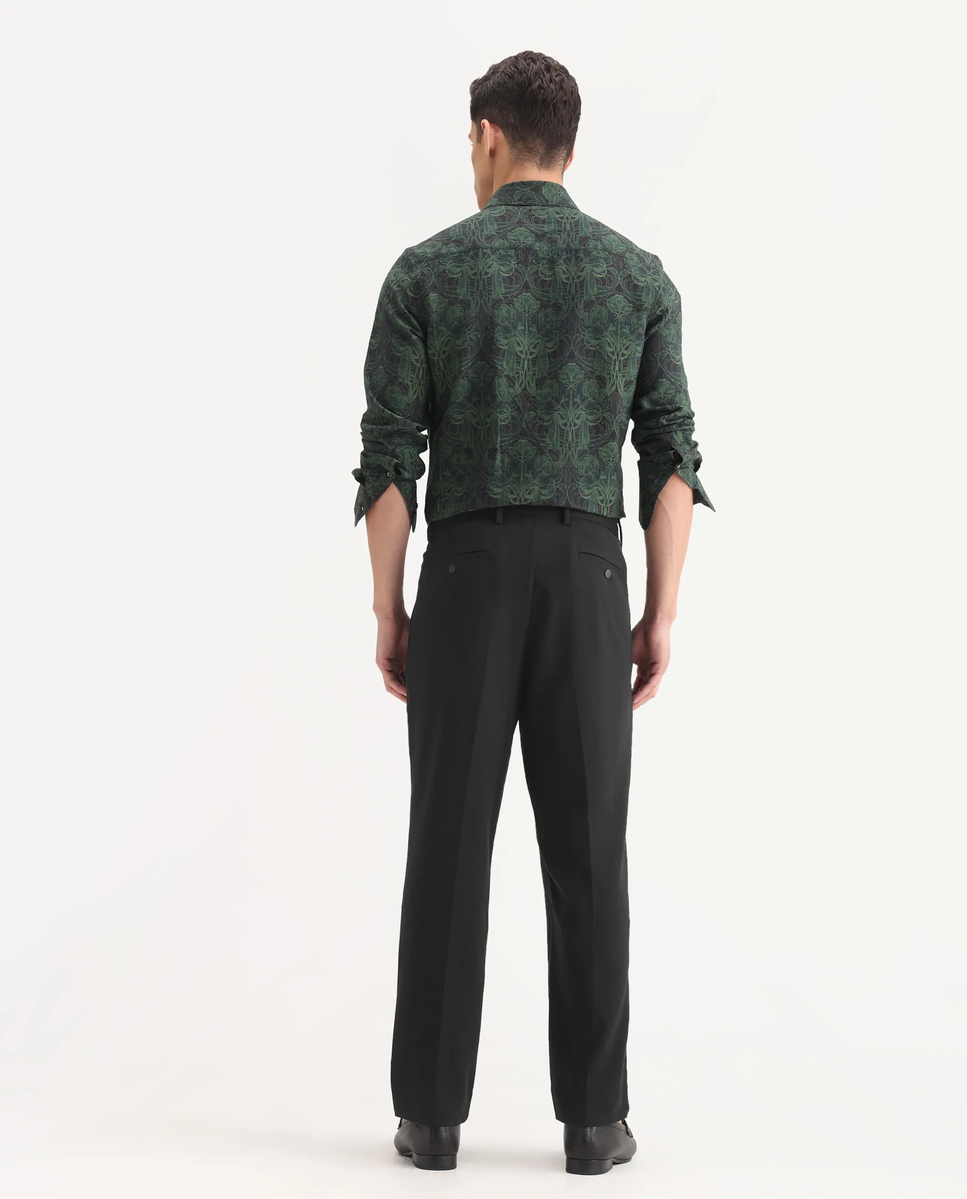 Rare Rabbit Men's Branter Black Polyester Plain Relaxed Fit Trouser - Image 8