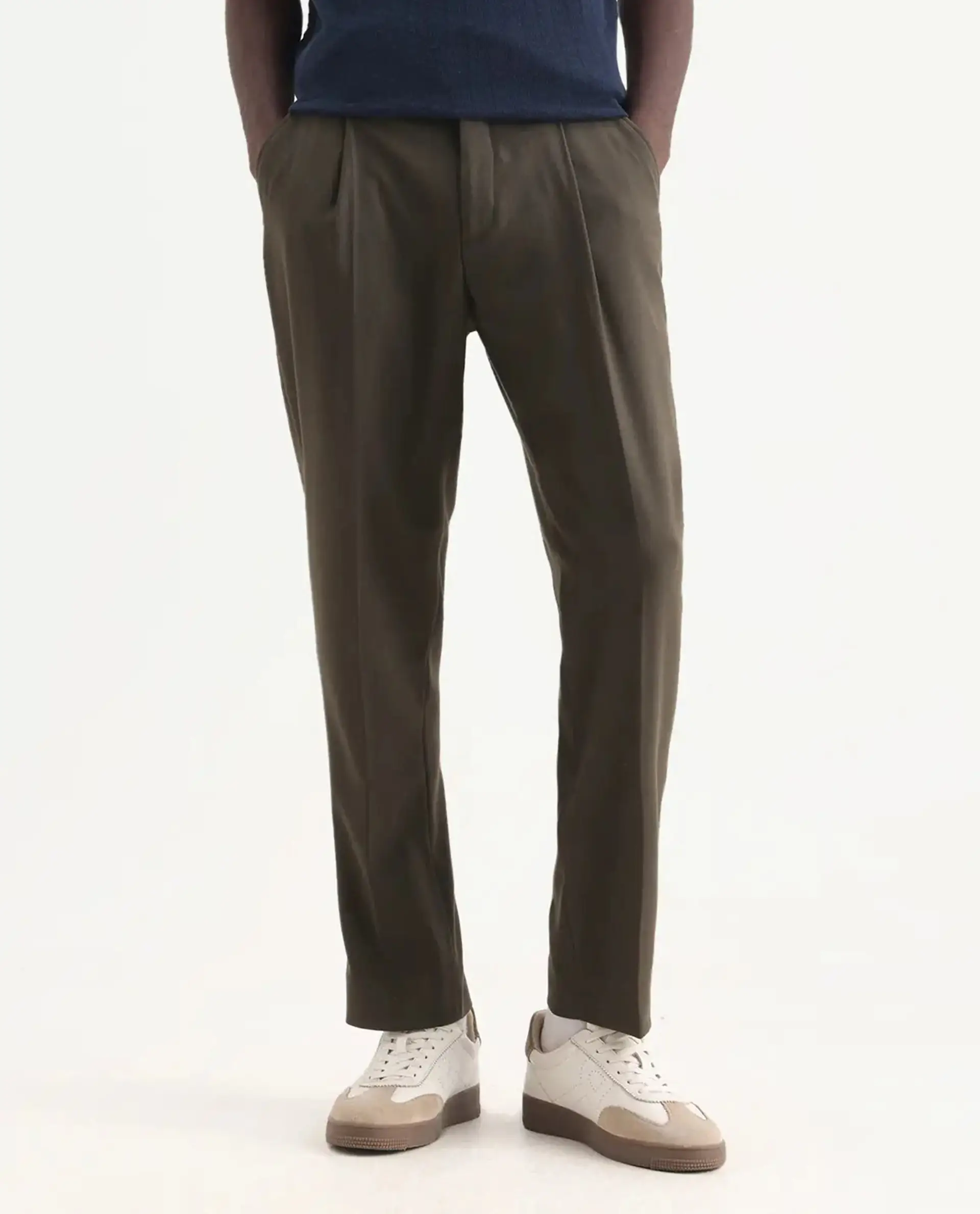 Rare Rabbit Men's Branter Olive Polyester Plain Relaxed Fit Trouser - Image 10