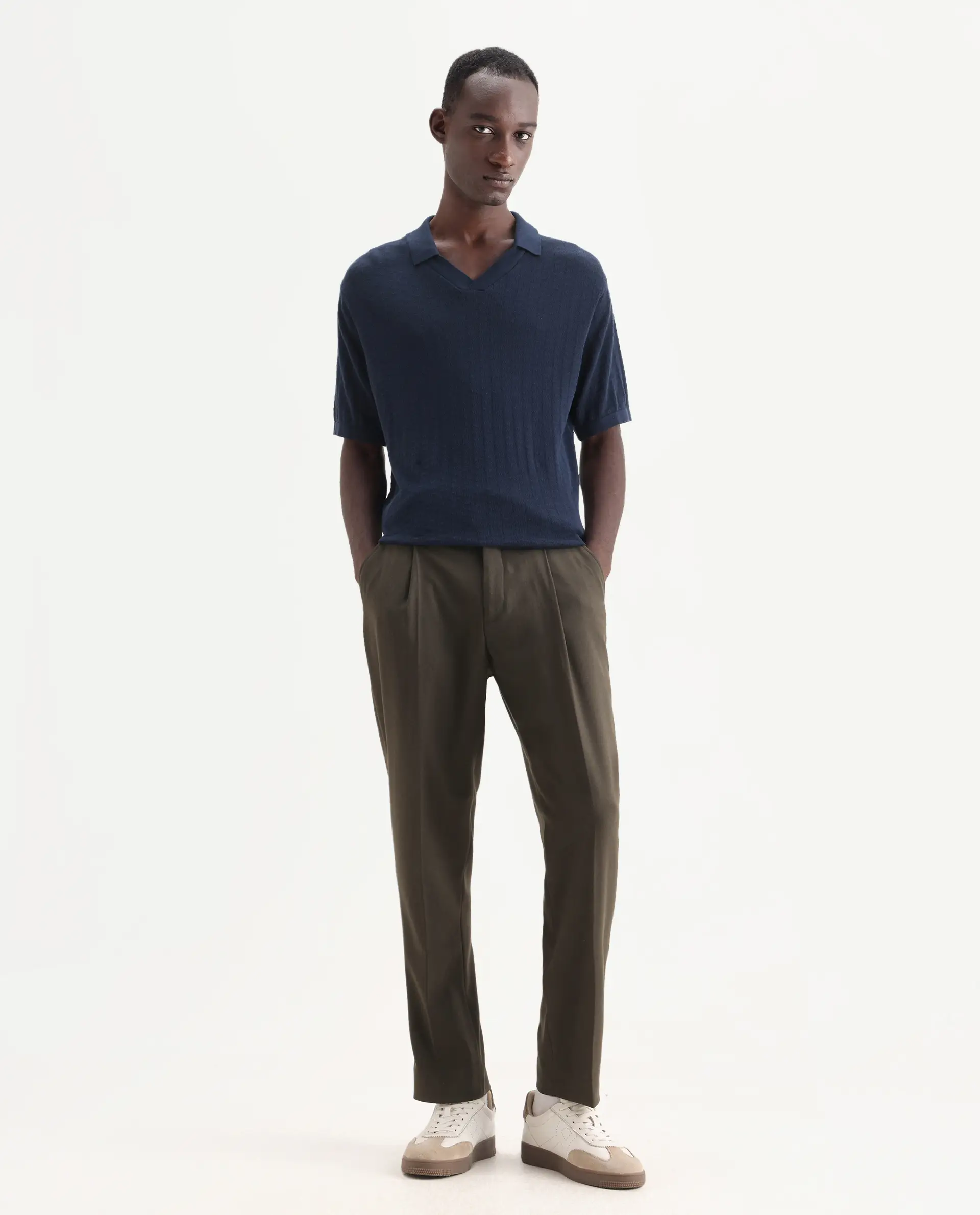 Rare Rabbit Men's Branter Olive Polyester Plain Relaxed Fit Trouser - Image 4