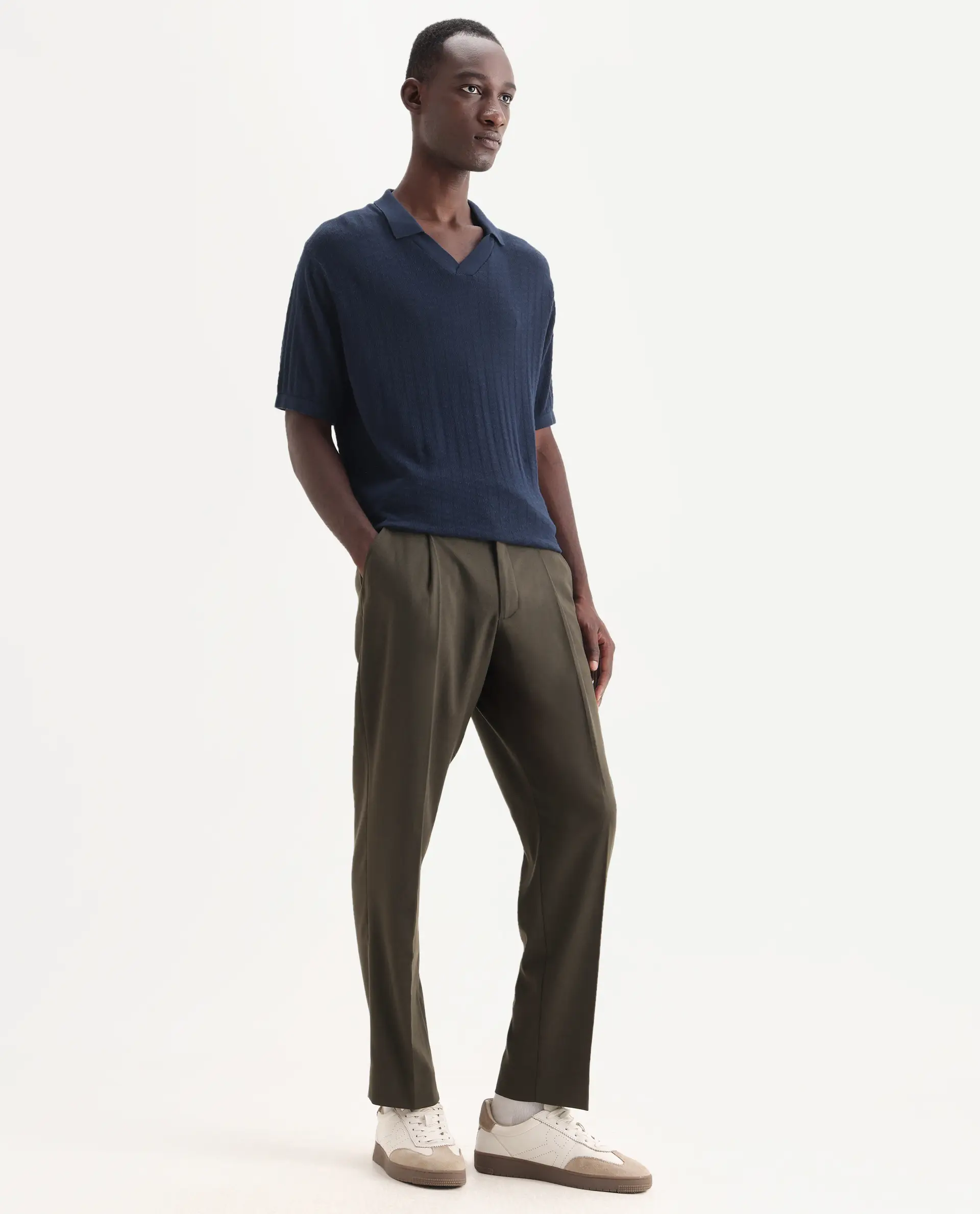 Rare Rabbit Men's Branter Olive Polyester Plain Relaxed Fit Trouser - Image 5