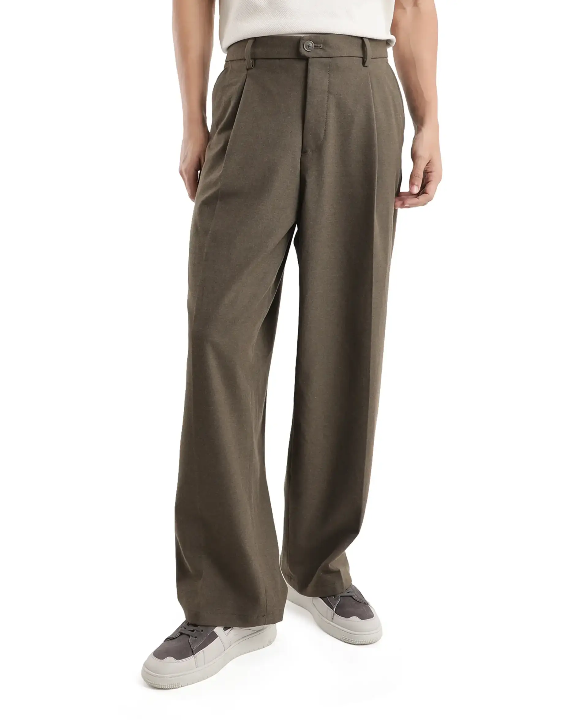 Rare Rabbit Men's Brelint Brown Cotton Blend Plain Relaxed Fit Trouser - Image 10