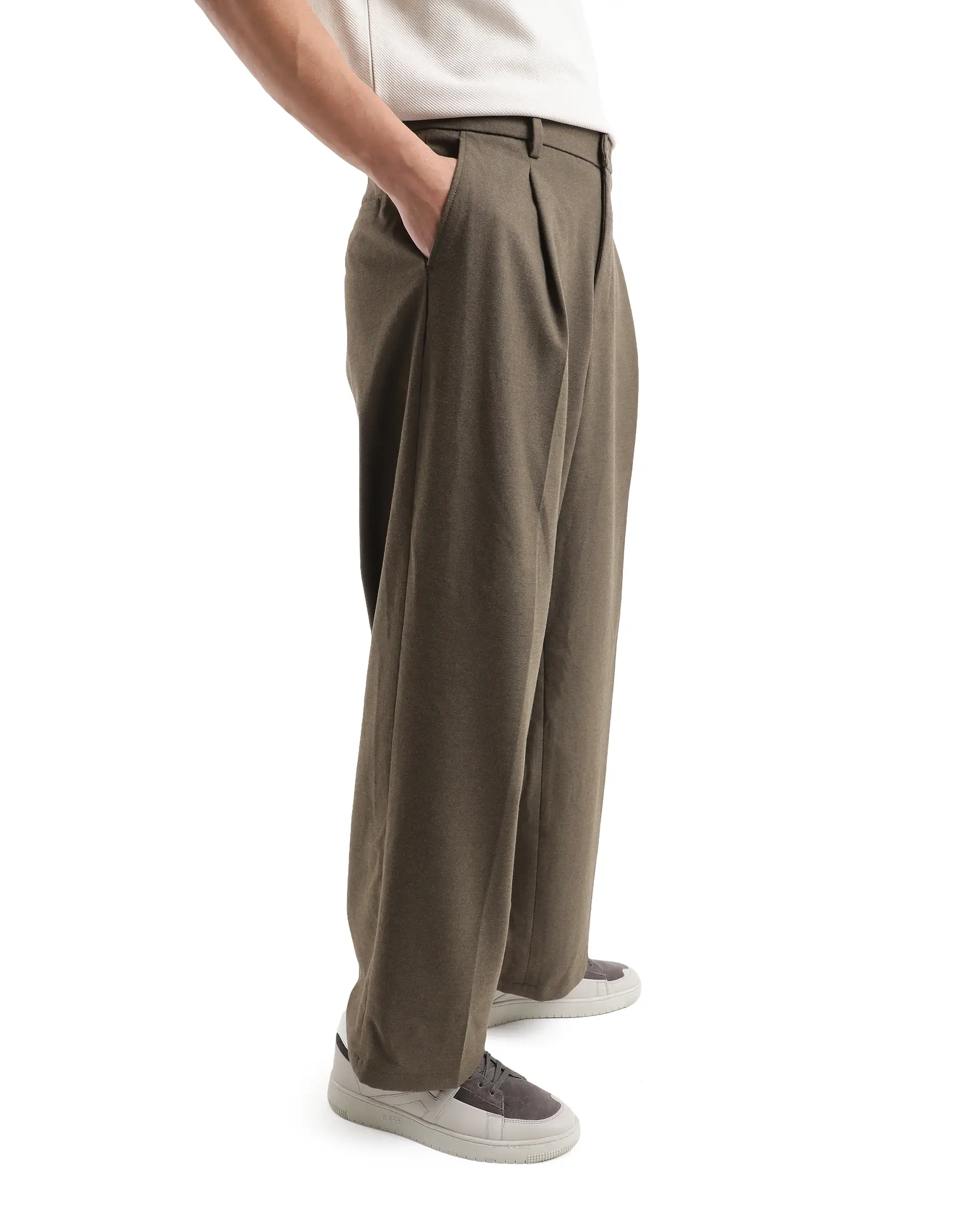 Rare Rabbit Men's Brelint Brown Cotton Blend Plain Relaxed Fit Trouser - Image 6