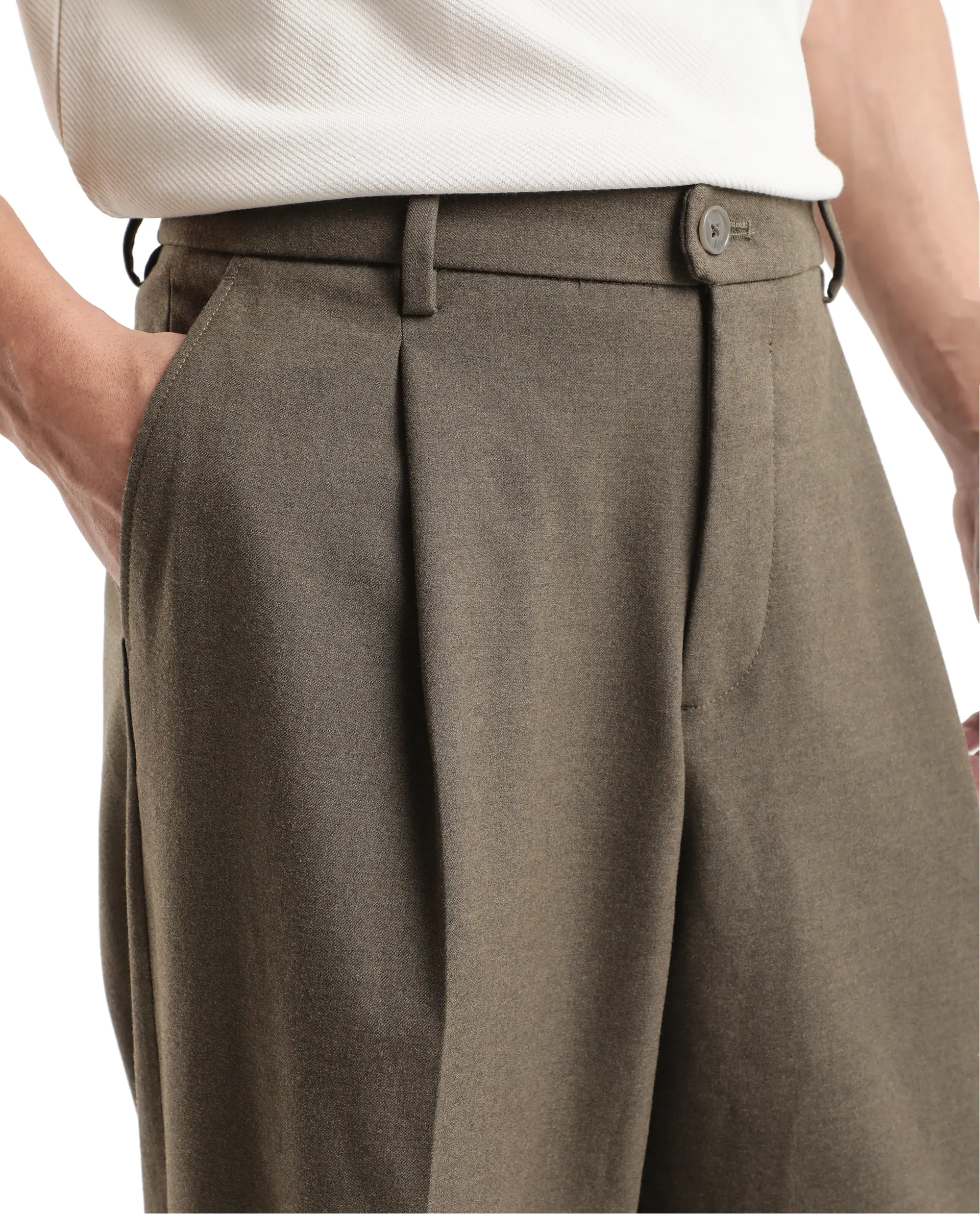 Rare Rabbit Men's Brelint Brown Cotton Blend Plain Relaxed Fit Trouser - Image 7