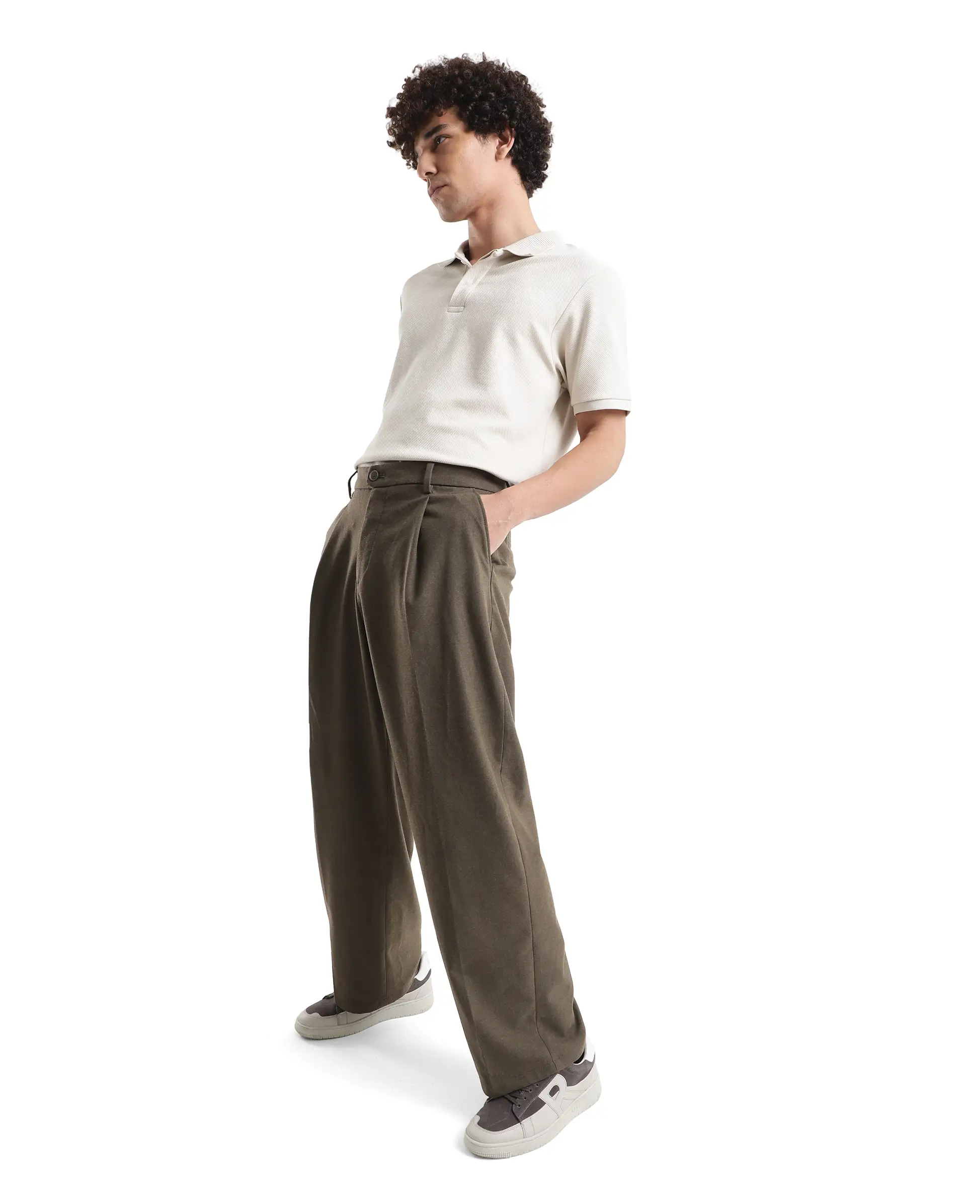 Rare Rabbit Men's Brelint Brown Cotton Blend Plain Relaxed Fit Trouser - Image 9