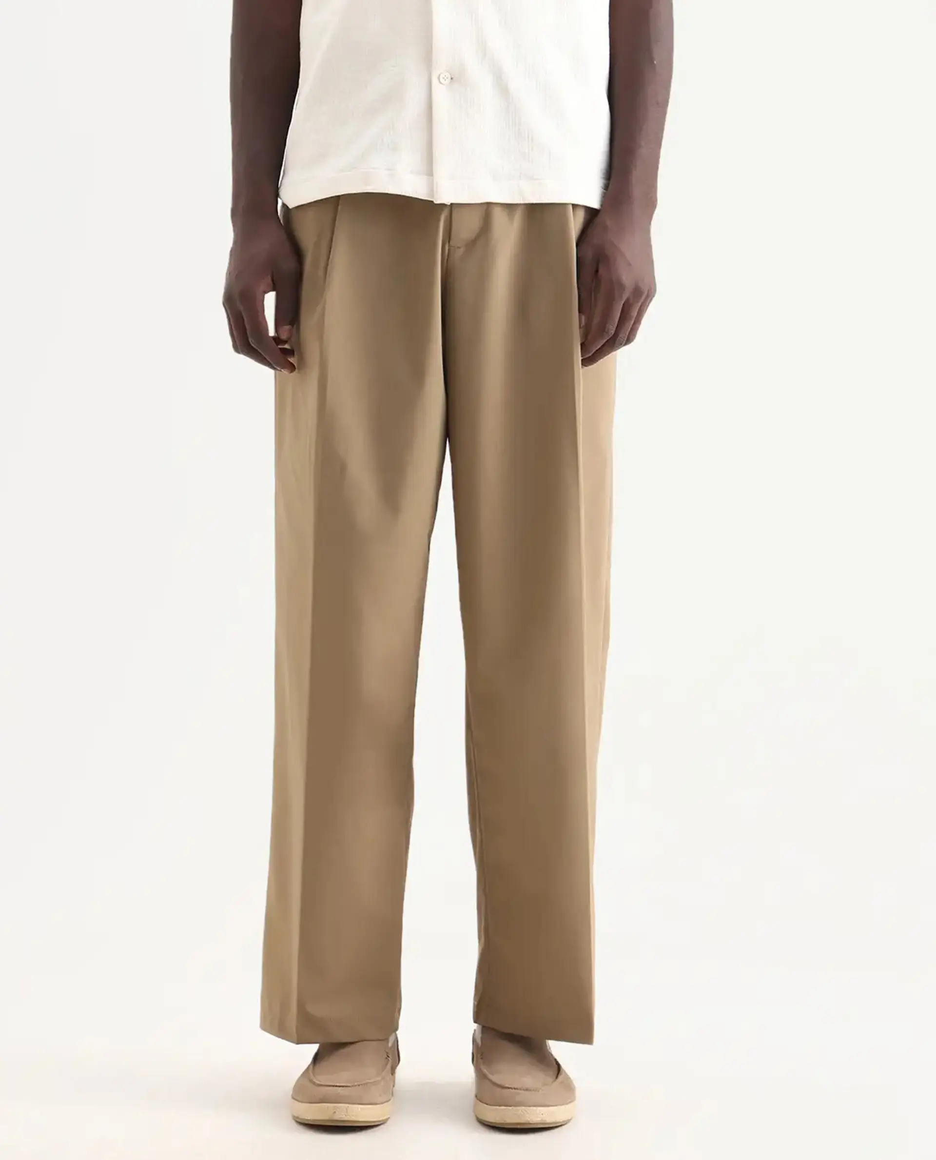 Rare Rabbit Men's Brelint Khaki Linen Blend Plain Relaxed Fit Trouser - Image 10