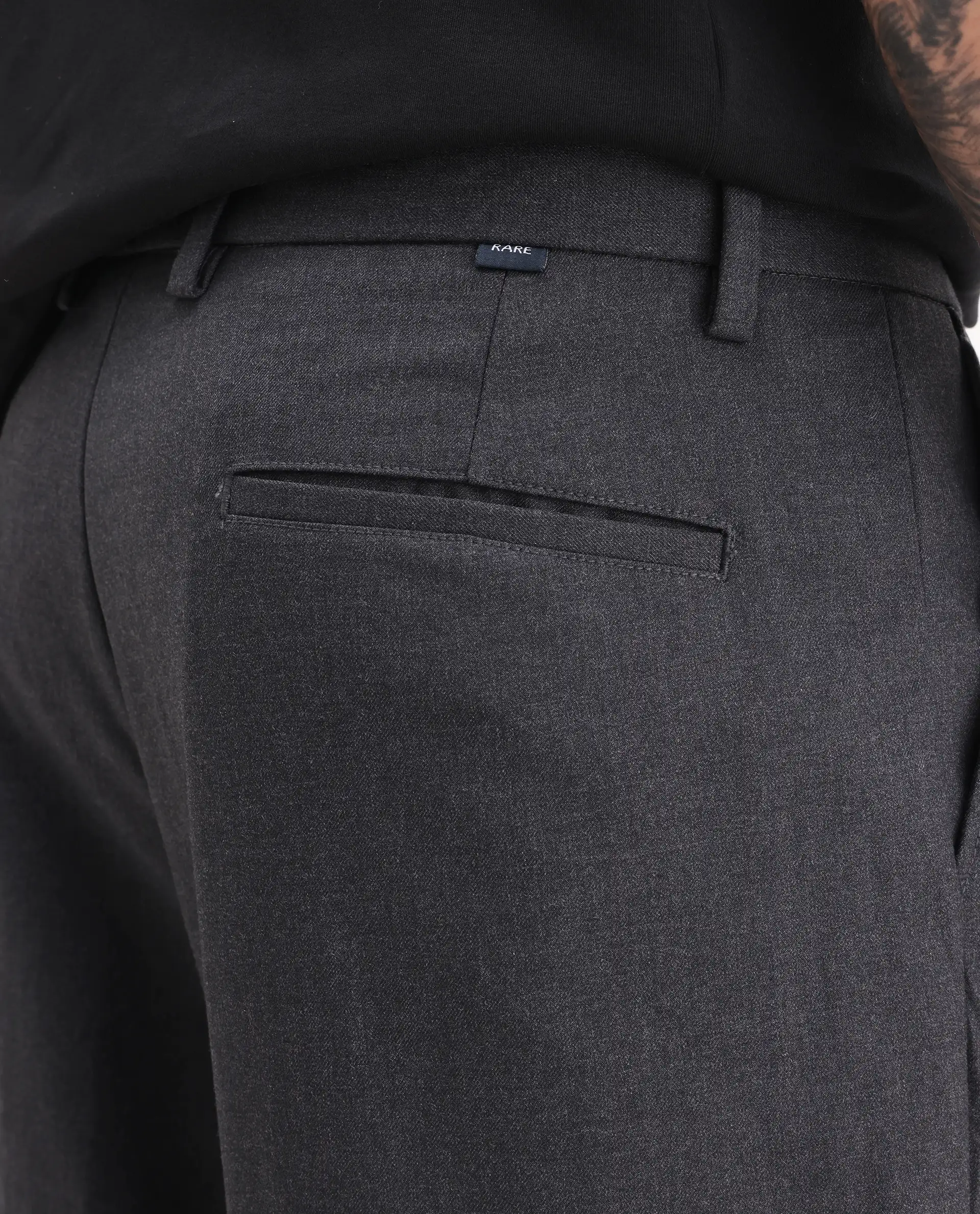 Rare Rabbit Men's Brelint Navy Cotton Blend Plain Relaxed Fit Trouser - Image 8