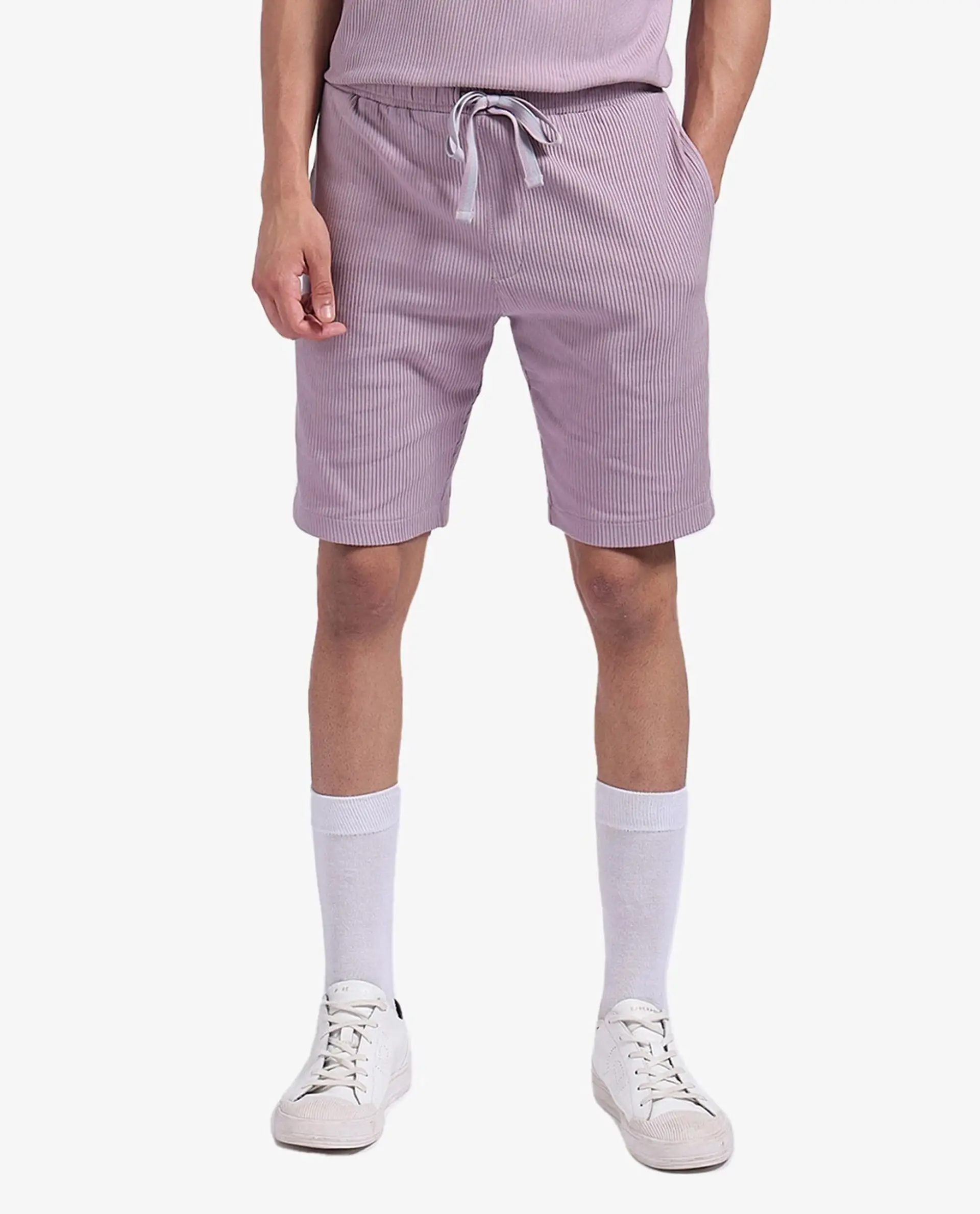 Rare Rabbit Men's Breto-1 Dusky Pink Cotton Textured Regular Fit Shorts - Image 9