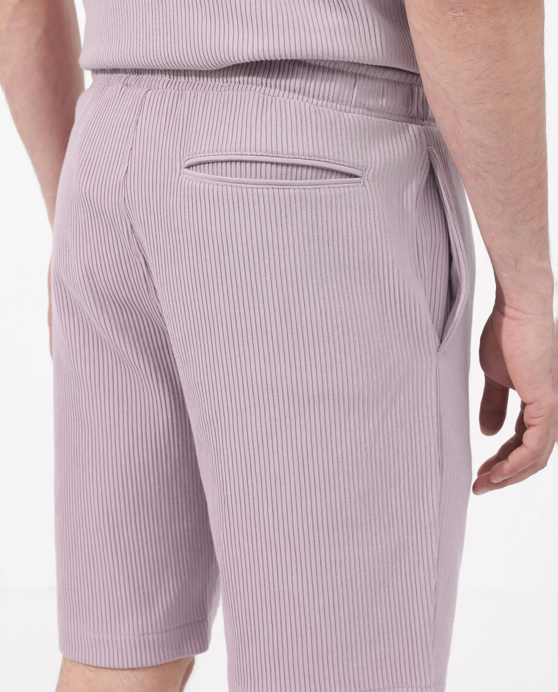 Rare Rabbit Men's Breto Dusky Purple Cotton Textured Relaxed Fit Shorts - Image 5