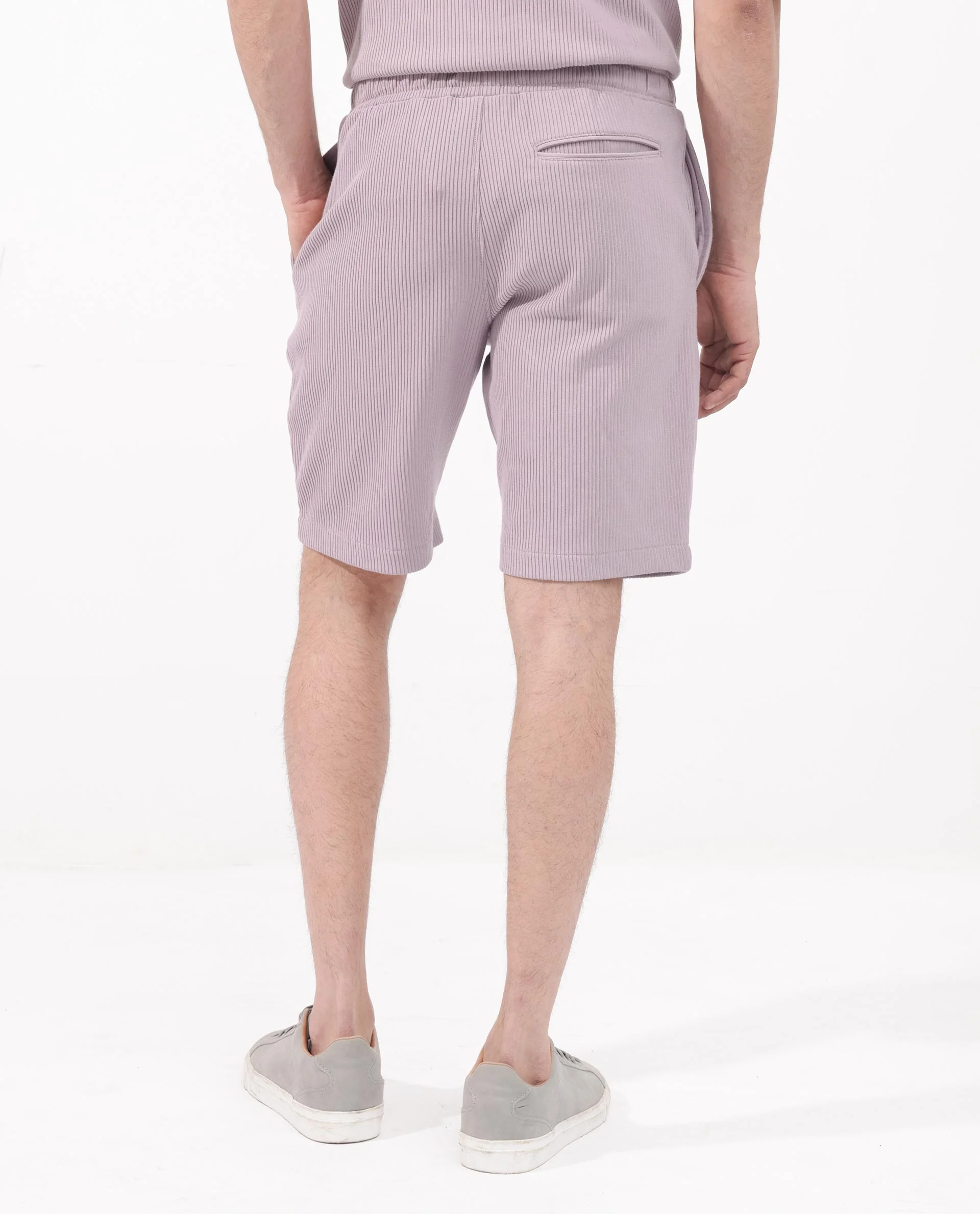 Rare Rabbit Men's Breto Dusky Purple Cotton Textured Relaxed Fit Shorts - Image 9