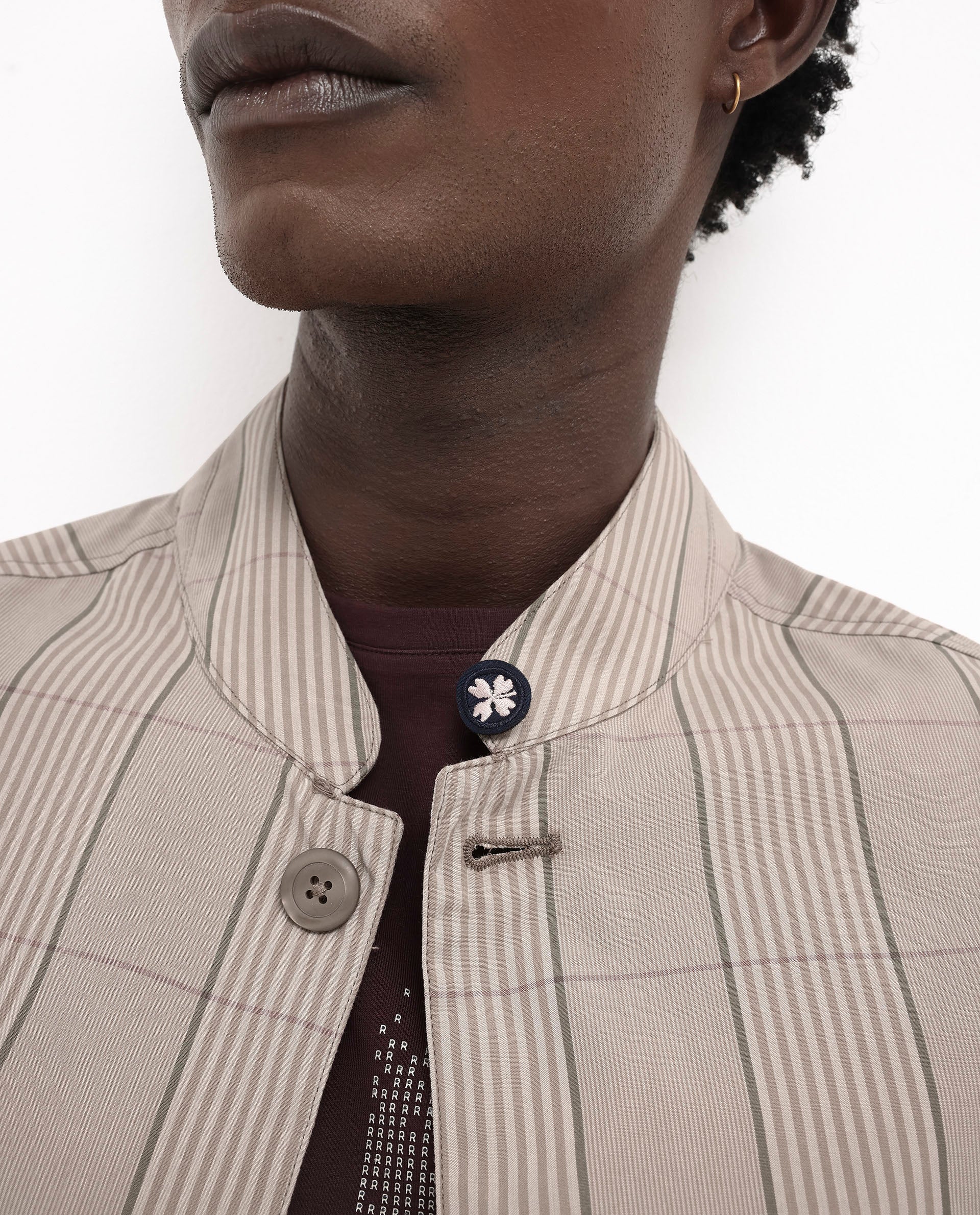Rare Rabbit Men's Brez Brown Cotton Checked Print Relaxed Fit Full Sleeve Mandarin Collar Jacket - Image 6
