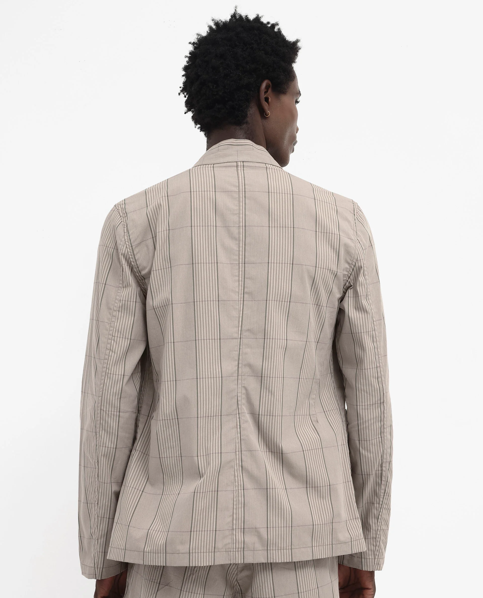 Rare Rabbit Men's Brez Brown Cotton Checked Print Relaxed Fit Full Sleeve Mandarin Collar Jacket - Image 9