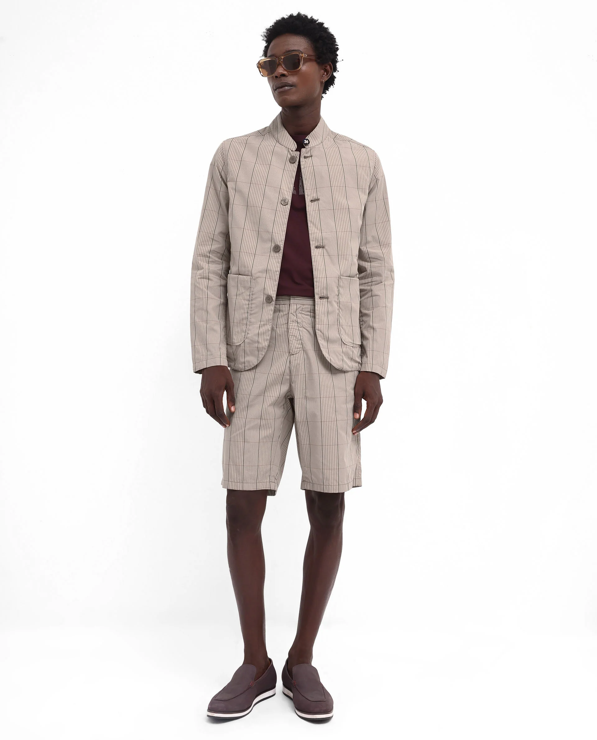 Rare Rabbit Men's Brezi Brown Cotton Checked Print Regular Fit Shorts - Image 2