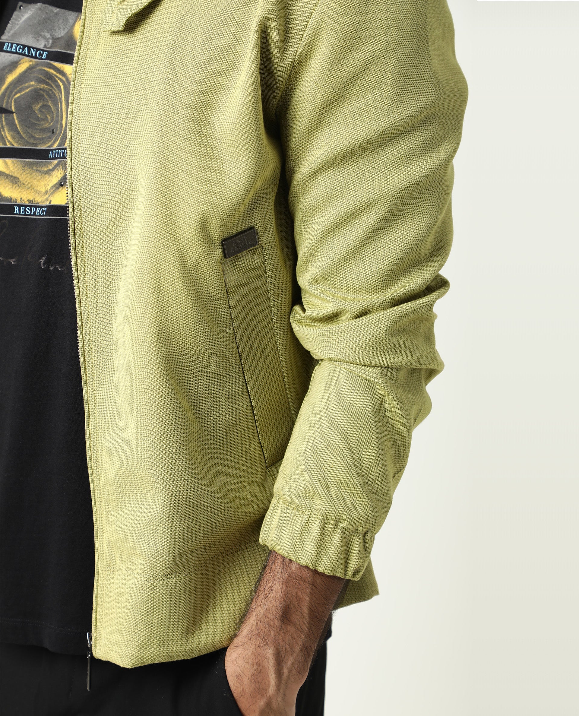 Rare Rabbit Men's Bric Yellow Polyester Plain Regular Fit Full Sleeve Spread Collar Jacket - Image 2