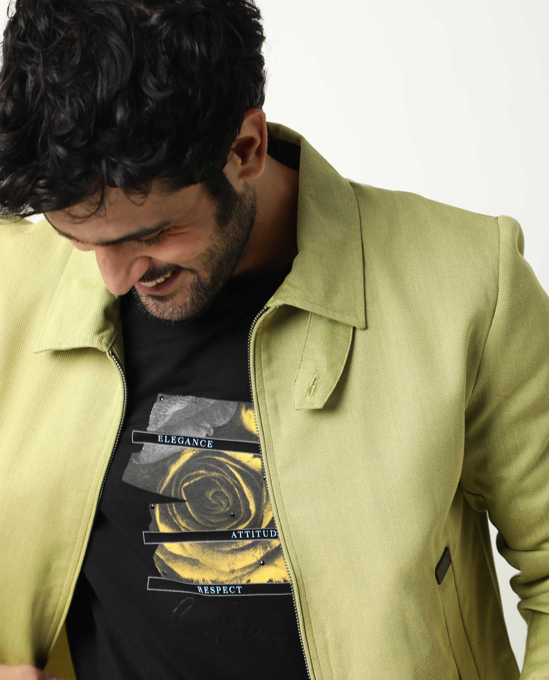 Rare Rabbit Men's Bric Yellow Polyester Plain Regular Fit Full Sleeve Spread Collar Jacket - Image 4