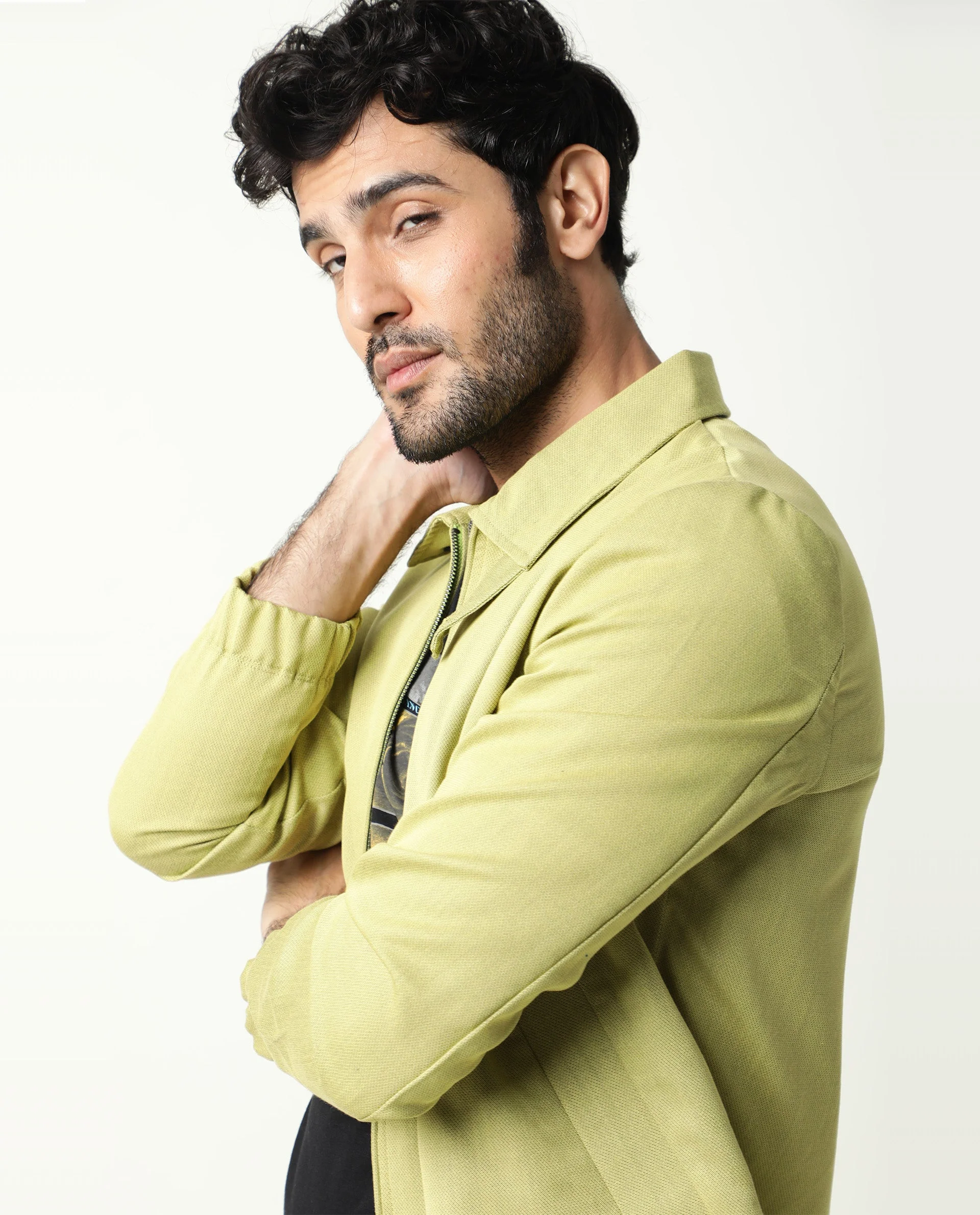 Rare Rabbit Men's Bric Yellow Polyester Plain Regular Fit Full Sleeve Spread Collar Jacket - Image 5
