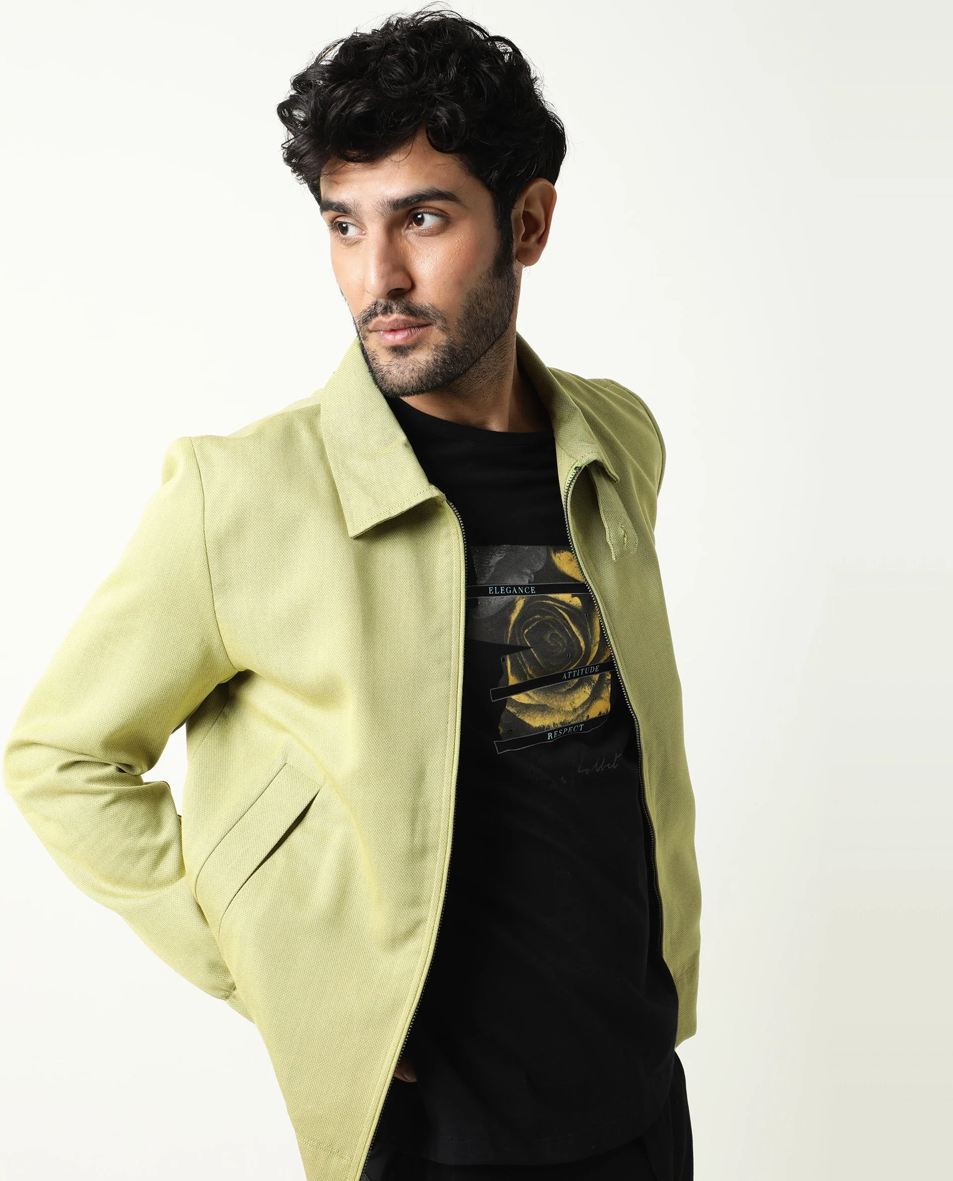Rare Rabbit Men's Bric Yellow Polyester Plain Regular Fit Full Sleeve Spread Collar Jacket - Image 6