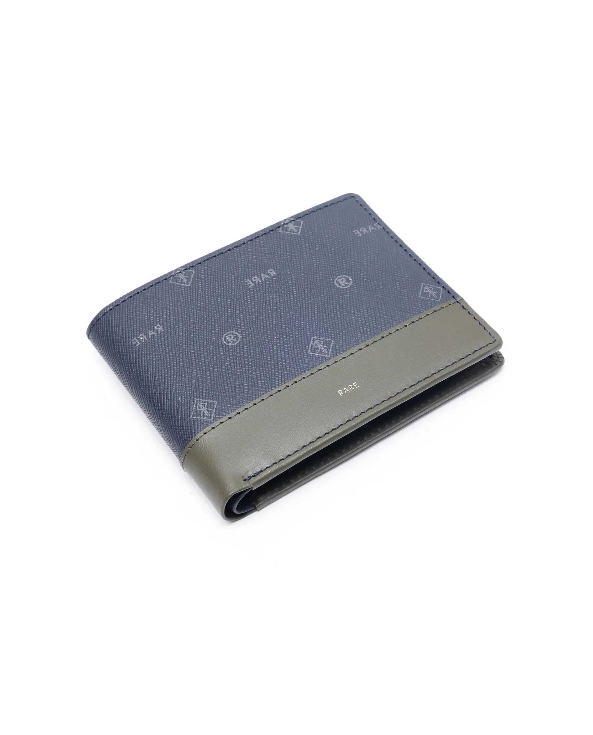 Rare Rabbit Men Brio Navy/Olive Leather Wallet - Image 5