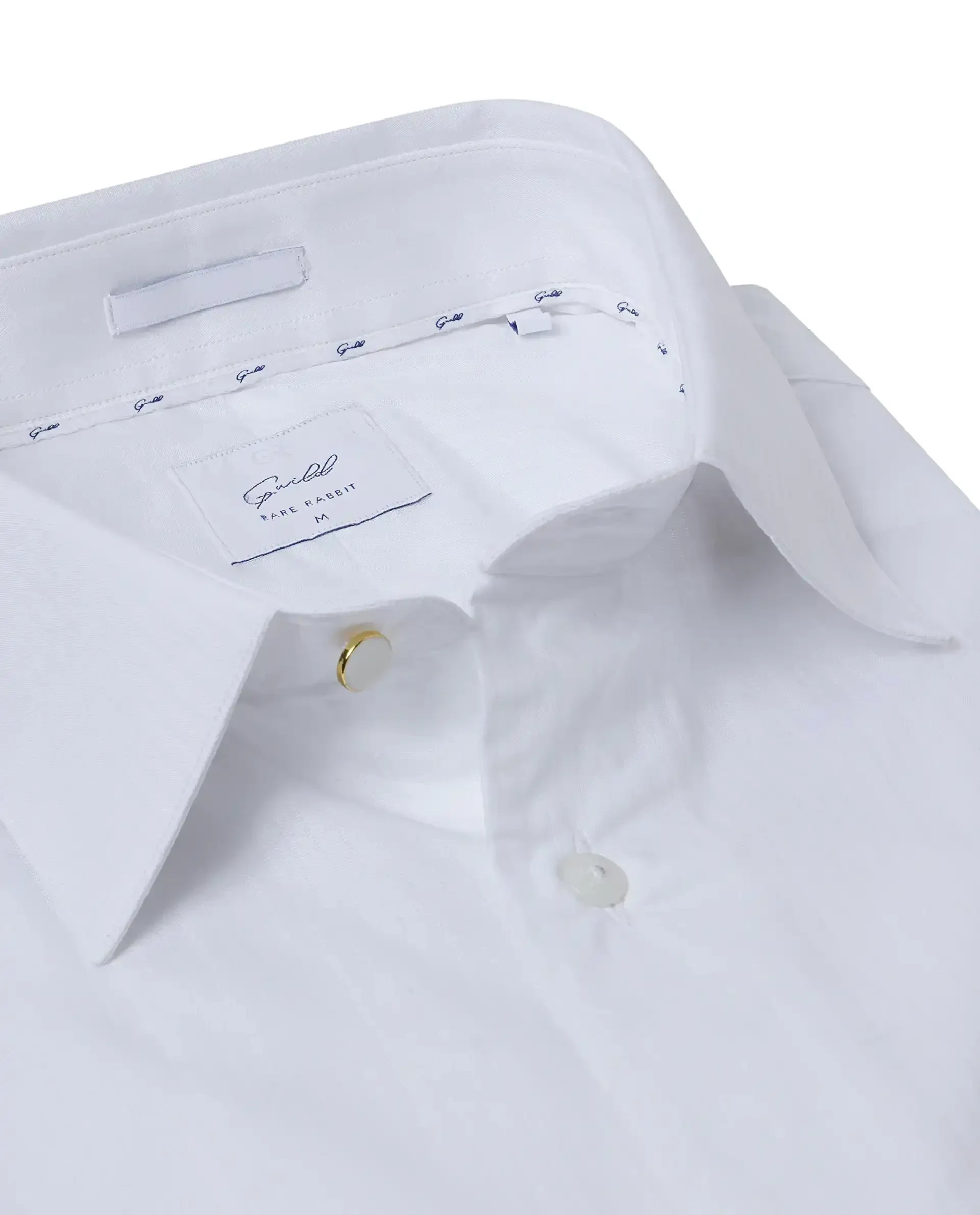 Rare Rabbit Men's Brisc White Cotton Plain Regular Fit Full Sleeve Collared Shirt
