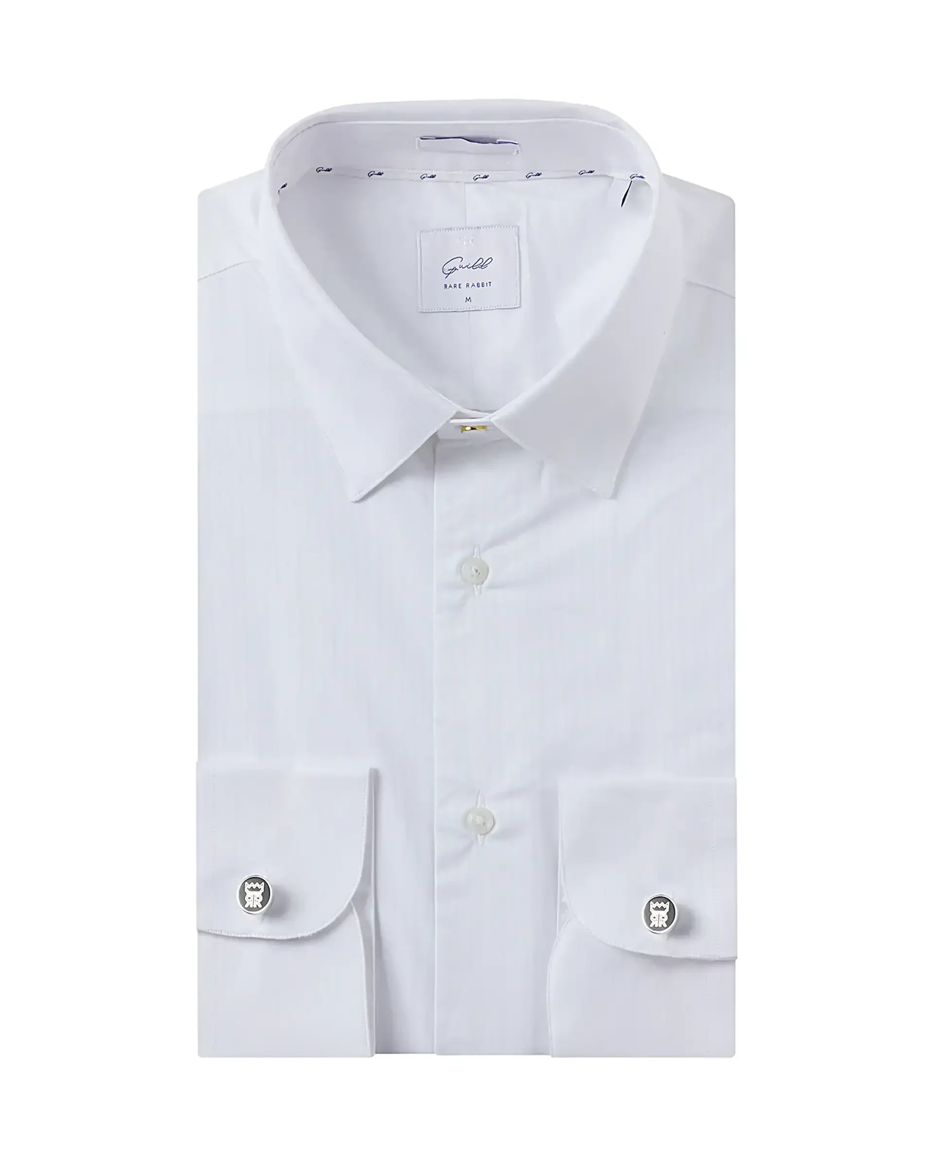 Rare Rabbit Men's Brisc White Cotton Plain Regular Fit Full Sleeve Collared Shirt - Image 2