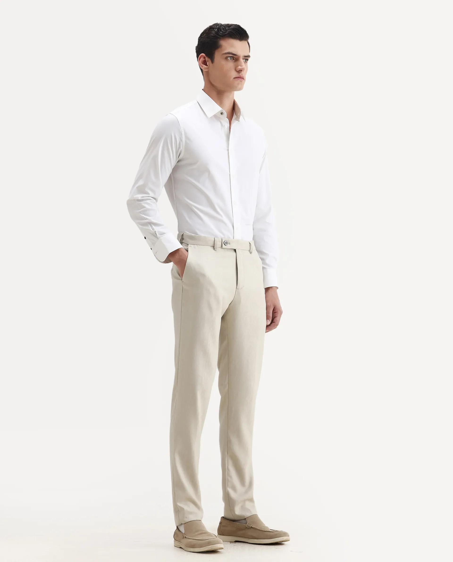 Rare Rabbit Men's Bristol Beige Jacquard Regular Fit Trouser - Image 4