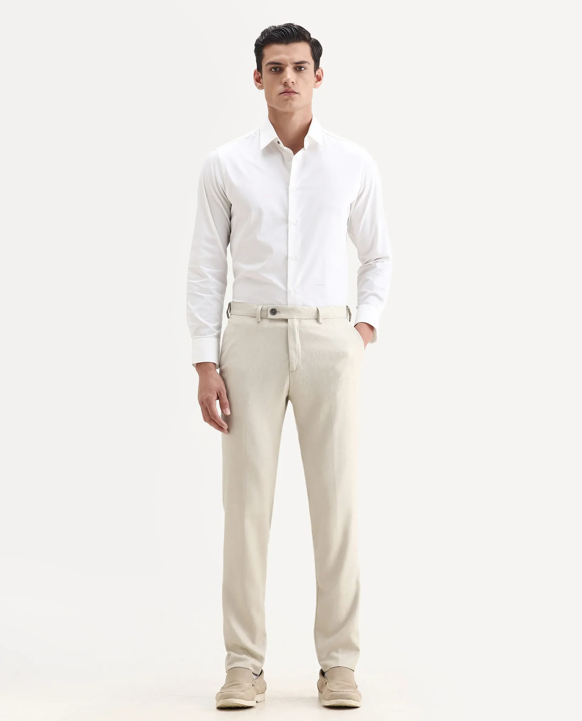 Rare Rabbit Men's Bristol Beige Jacquard Regular Fit Trouser - Image 5