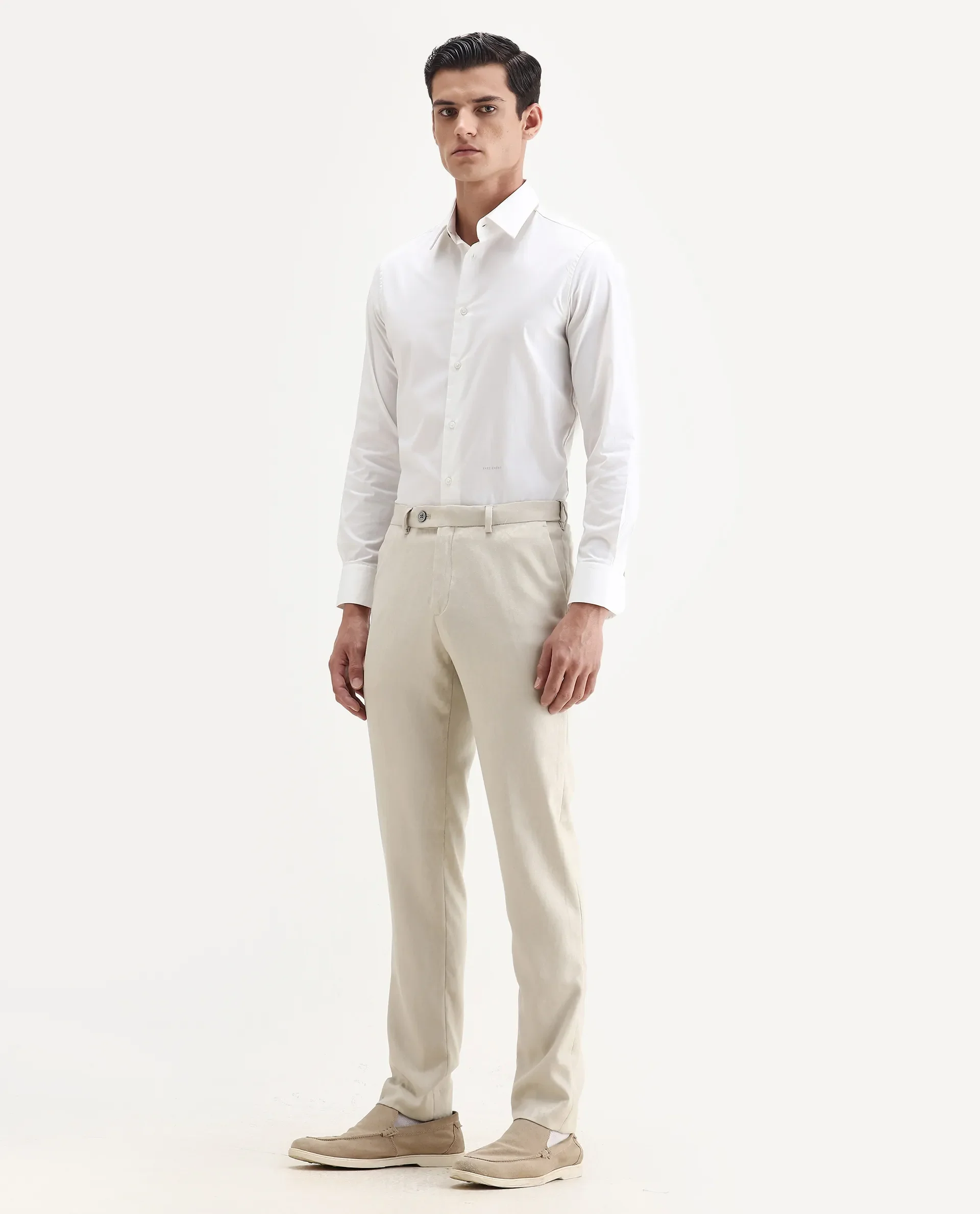 Rare Rabbit Men's Bristol Beige Jacquard Regular Fit Trouser - Image 6