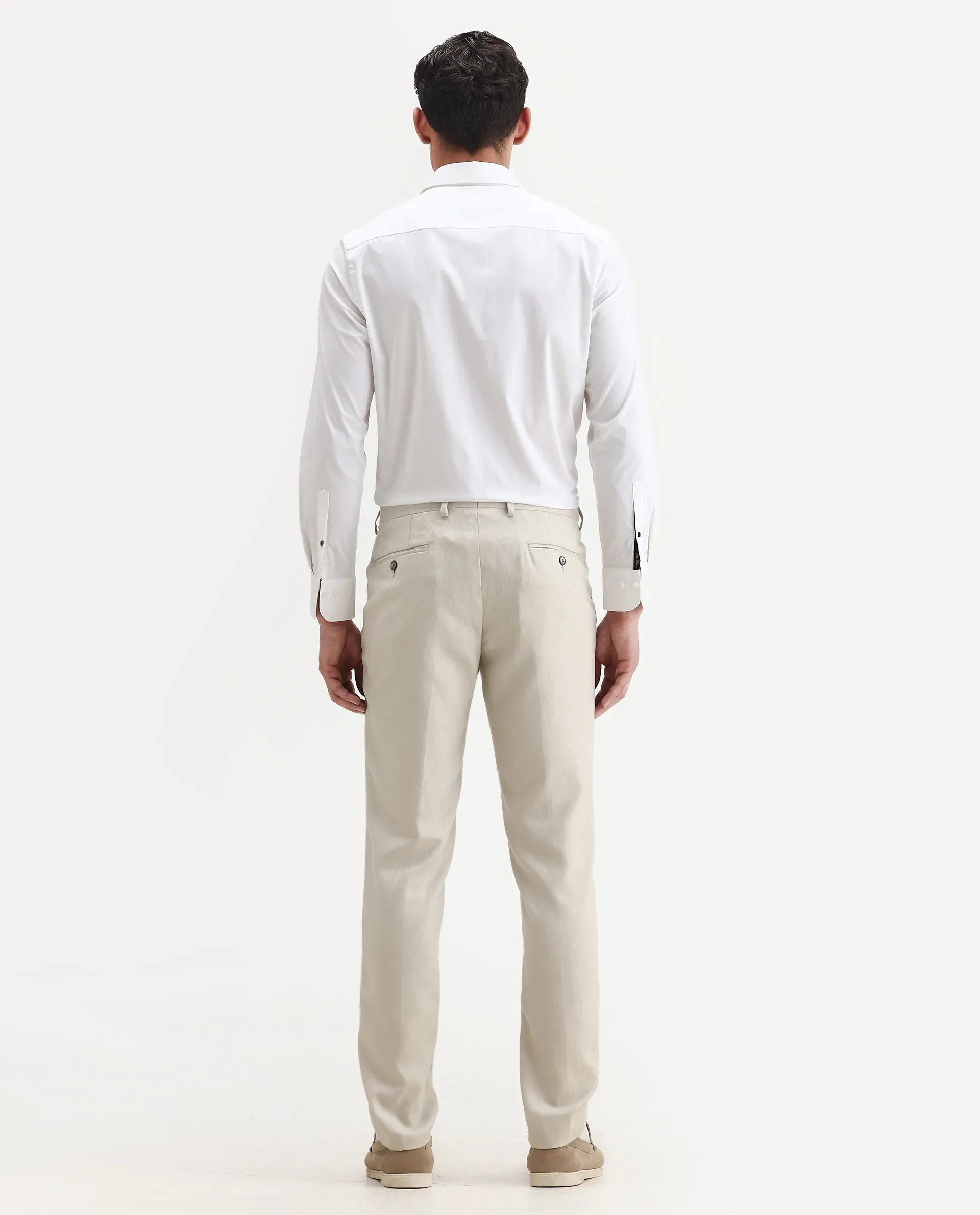 Rare Rabbit Men's Bristol Beige Jacquard Regular Fit Trouser - Image 7