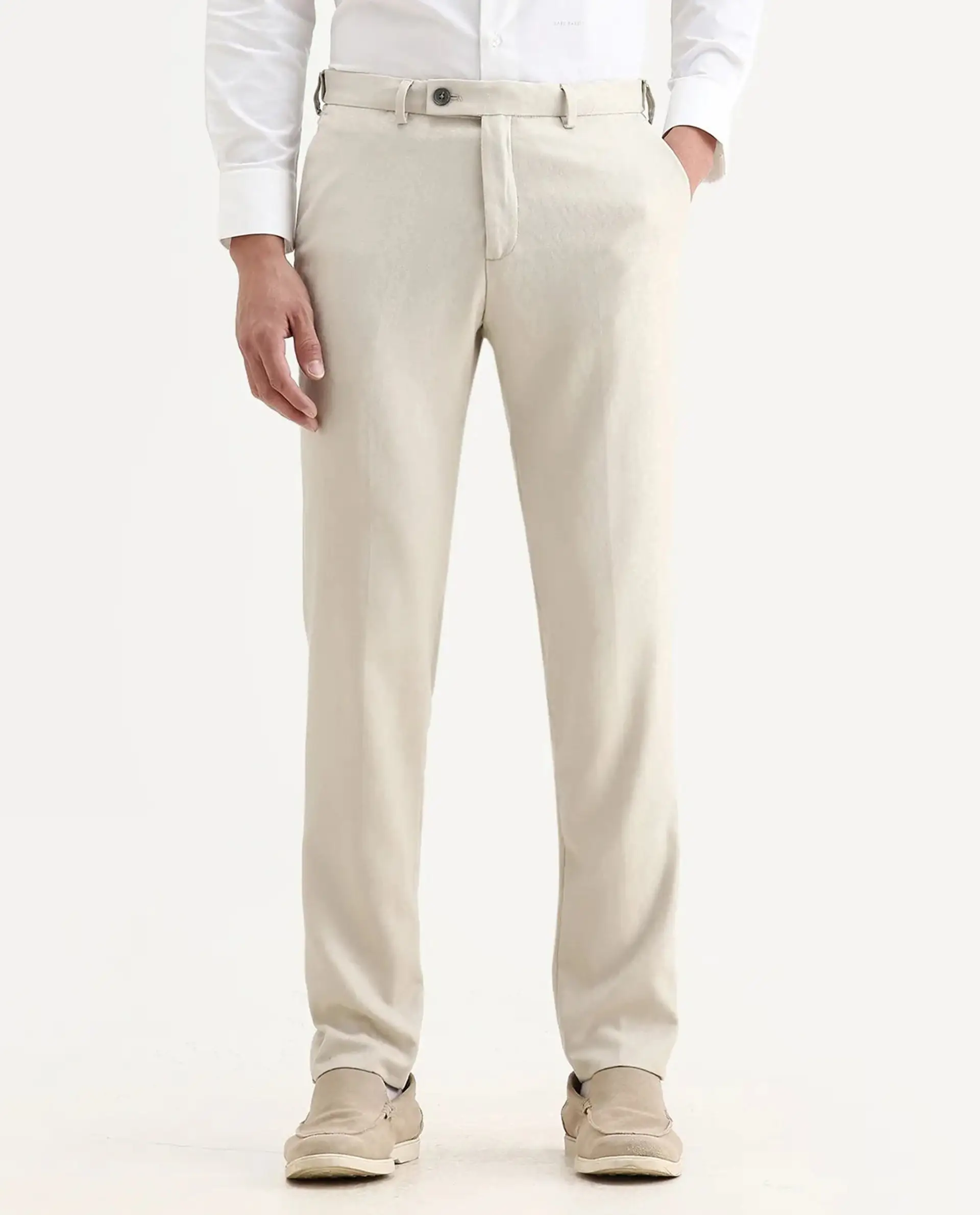 Rare Rabbit Men's Bristol Beige Jacquard Regular Fit Trouser - Image 8