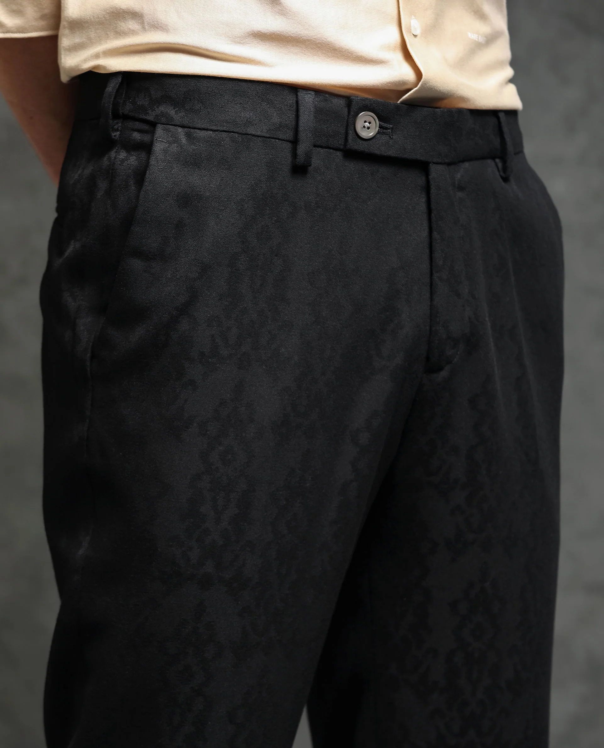 Rare Rabbit Men's Bristol Black Jacquard Regular Fit Trouser - Image 2