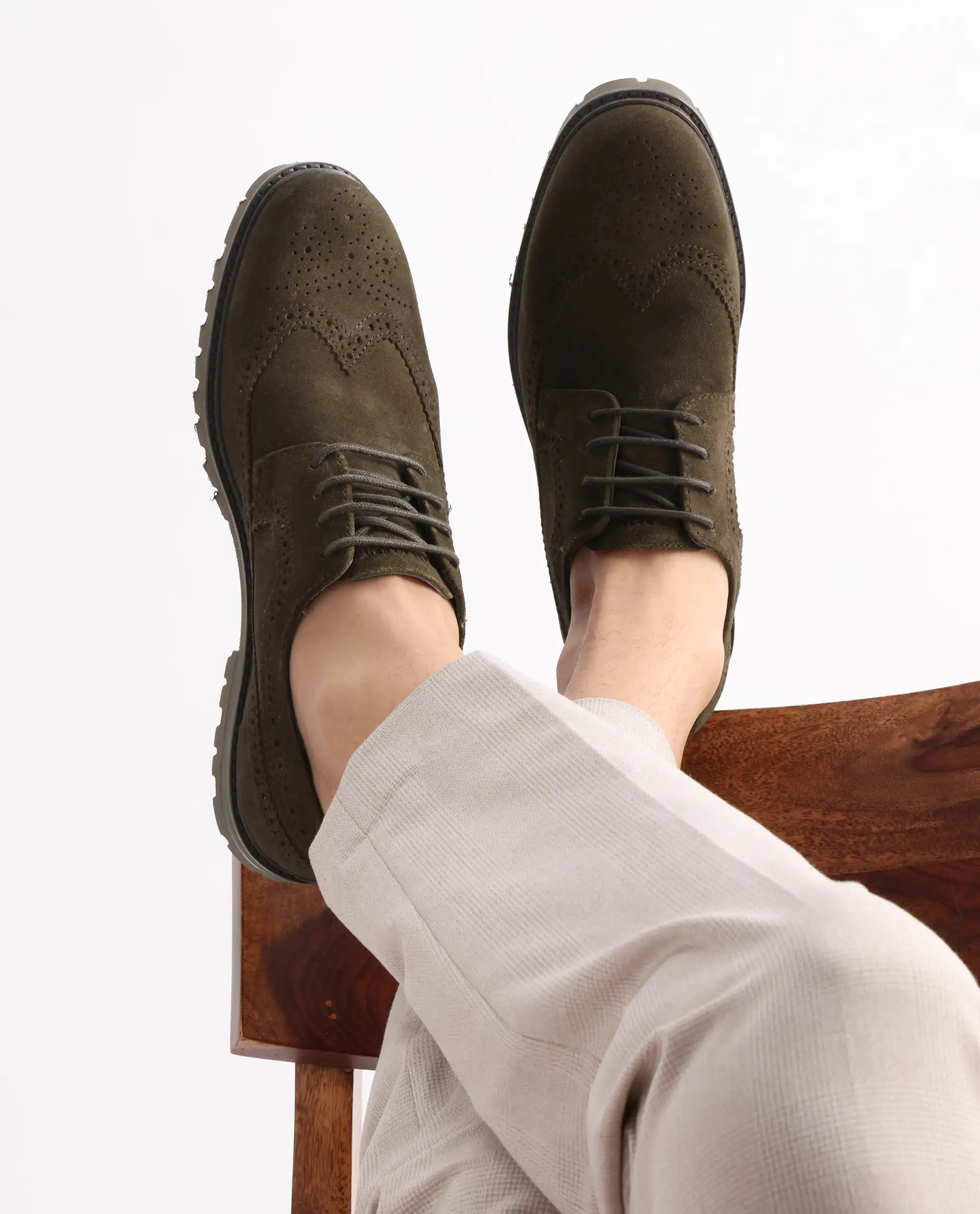 Rare Rabbit Men Brix Khaki Suede Lace-Up Closure Shoes - Image 4