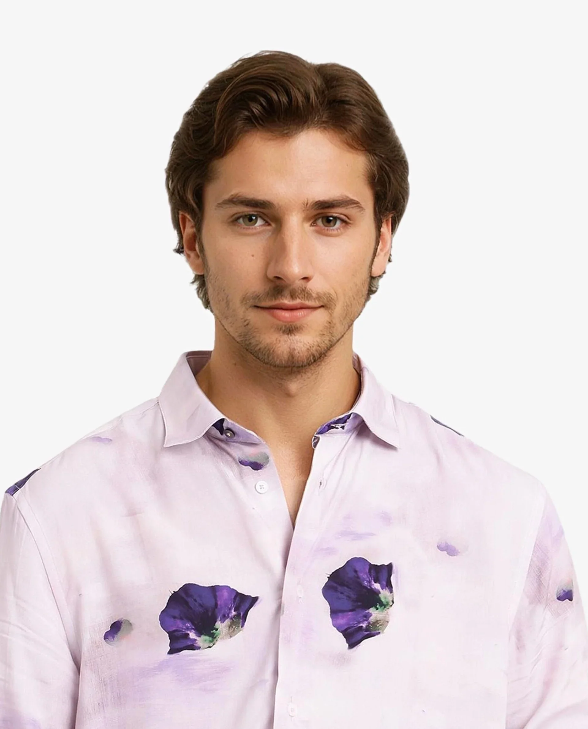 Rare Rabbit Men's Brixo Pastel Purple Viscose Floral Print Regular Fit Full Sleeve Collared Shirt - Image 8