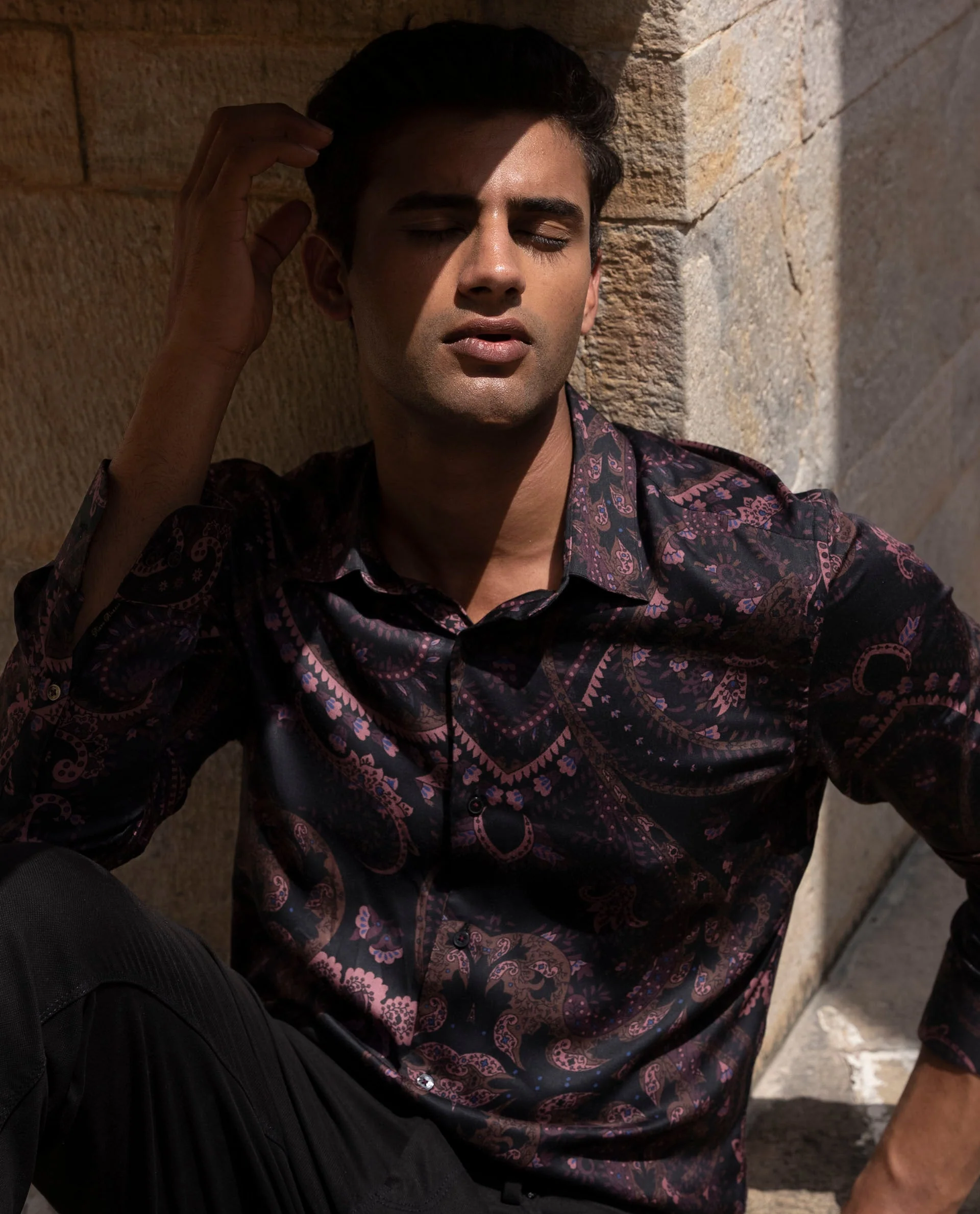 Rare Rabbit Men's Briz Black Modal Paisley Print Regular Fit Full Sleeve Collared Shirt - Image 7