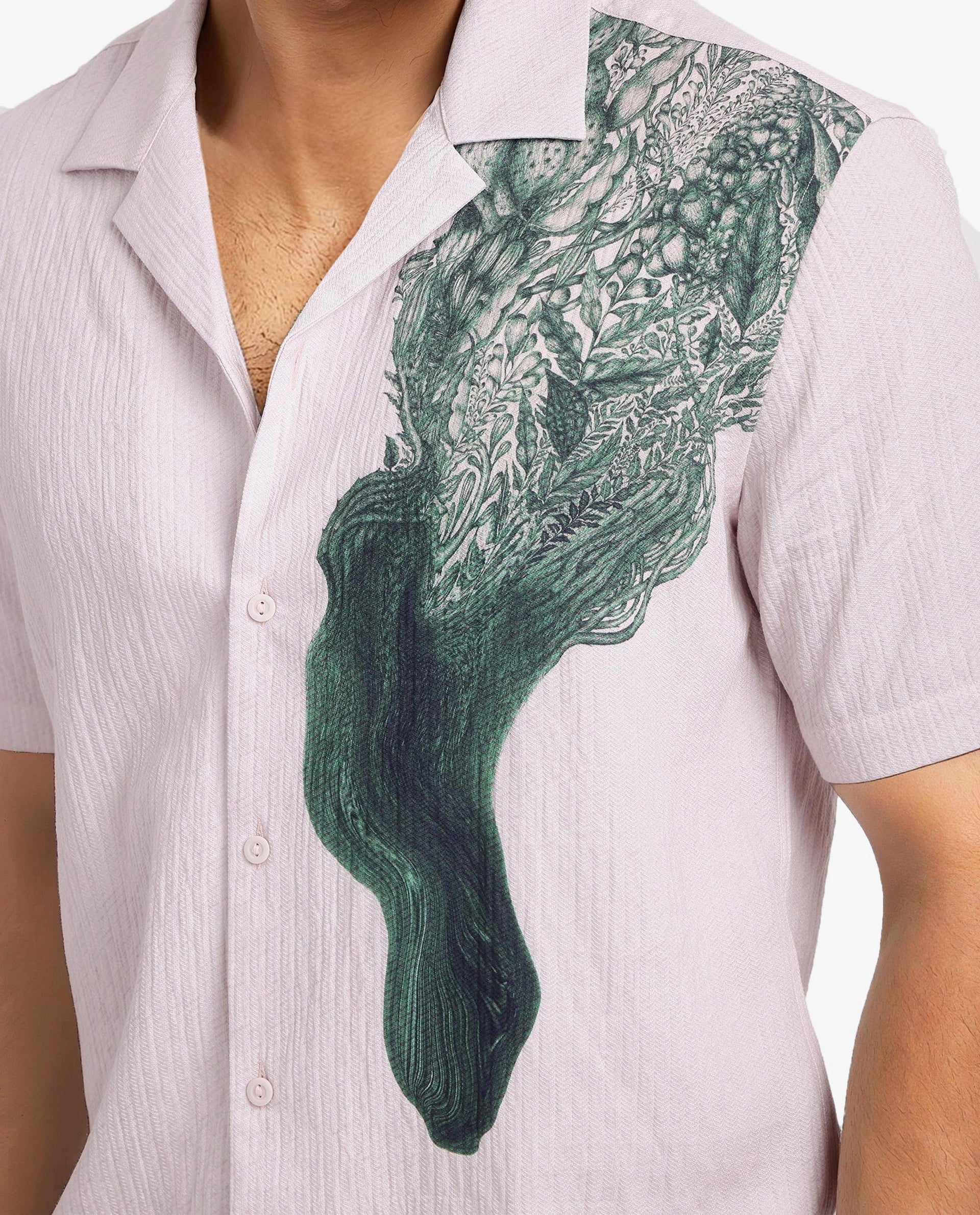 Rare Rabbit Men's Brok Pastel Pink Cotton Abstract Print Boxy Fit Half Sleeve Cuban Collar Shirt - Image 3