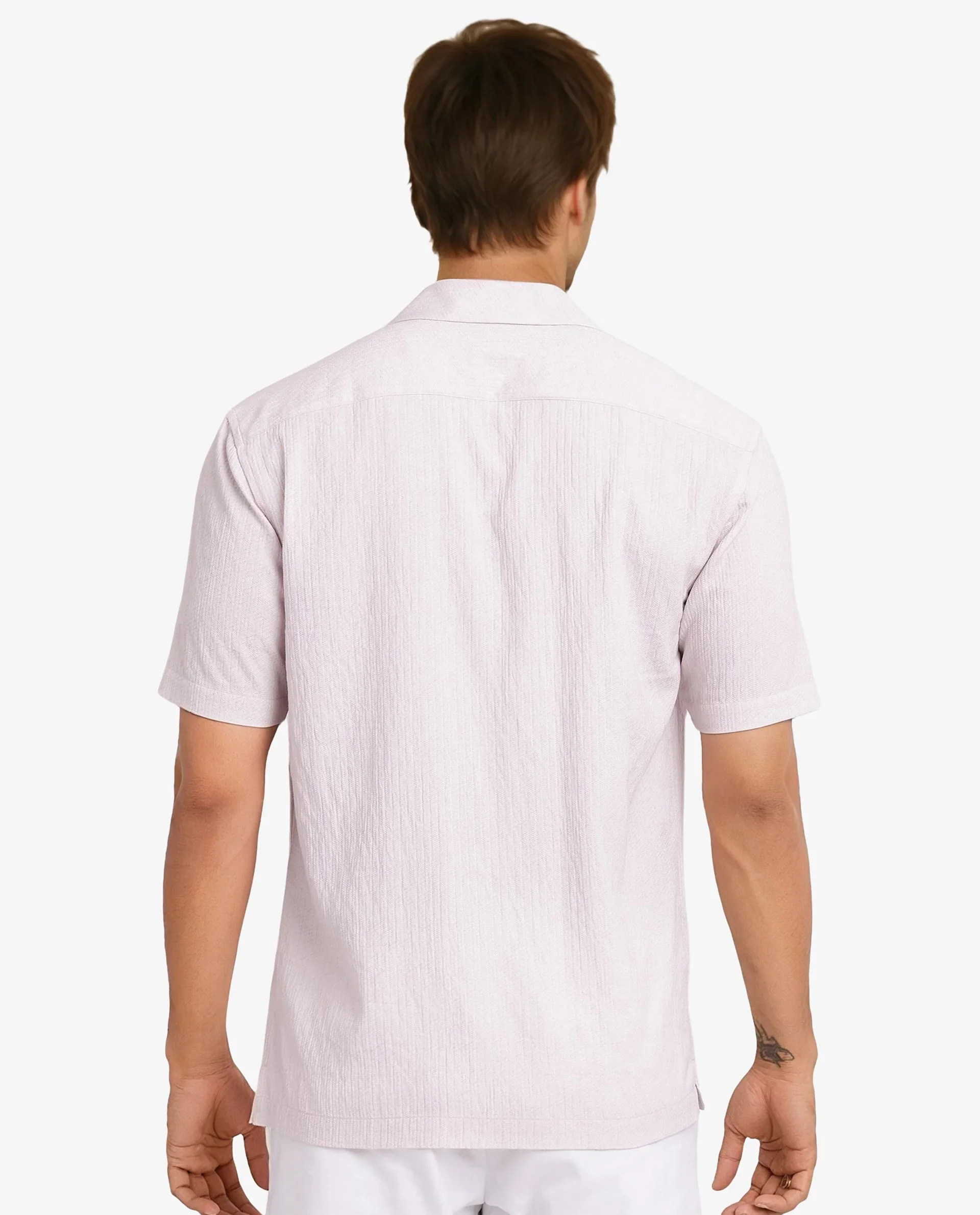 Rare Rabbit Men's Brok Pastel Pink Cotton Abstract Print Boxy Fit Half Sleeve Cuban Collar Shirt - Image 4